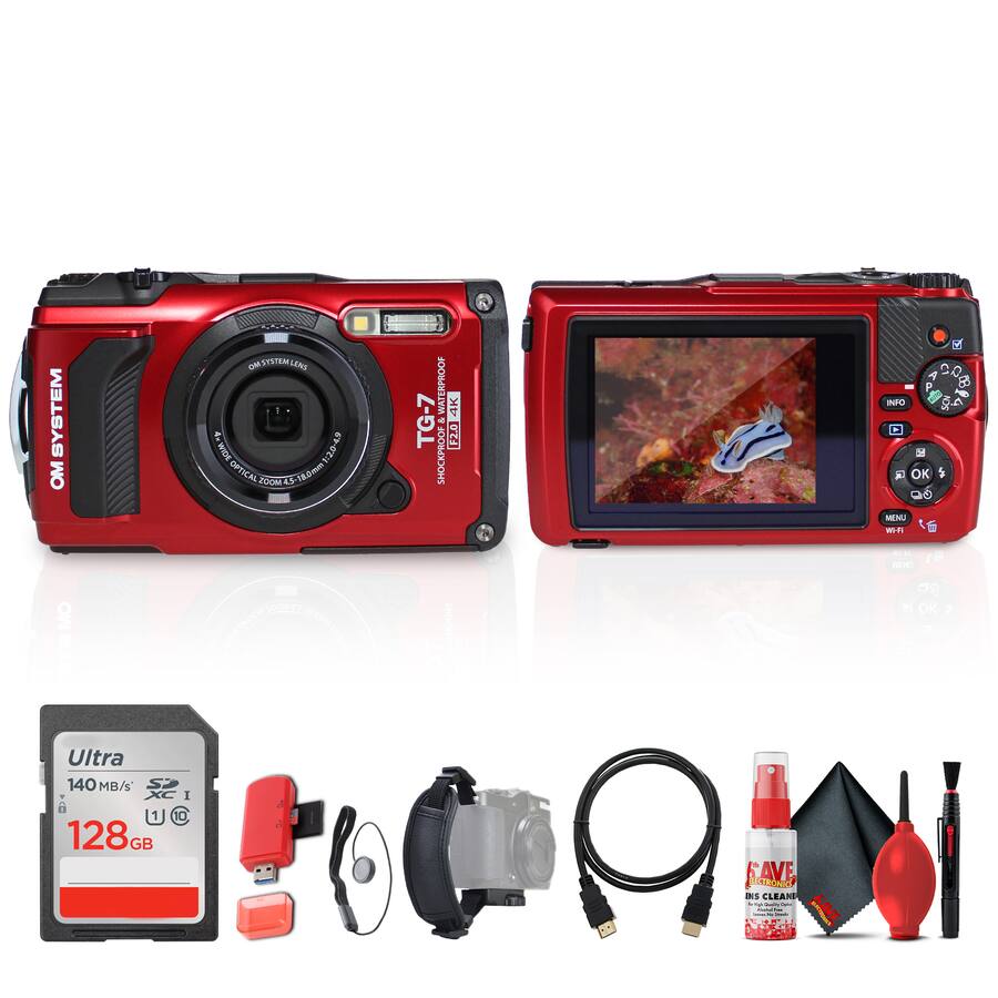 OM System Tough TG 7 Digital Camera (Red) Bundle OM System Tough TG 7 Digital Camera (Red) Bundle