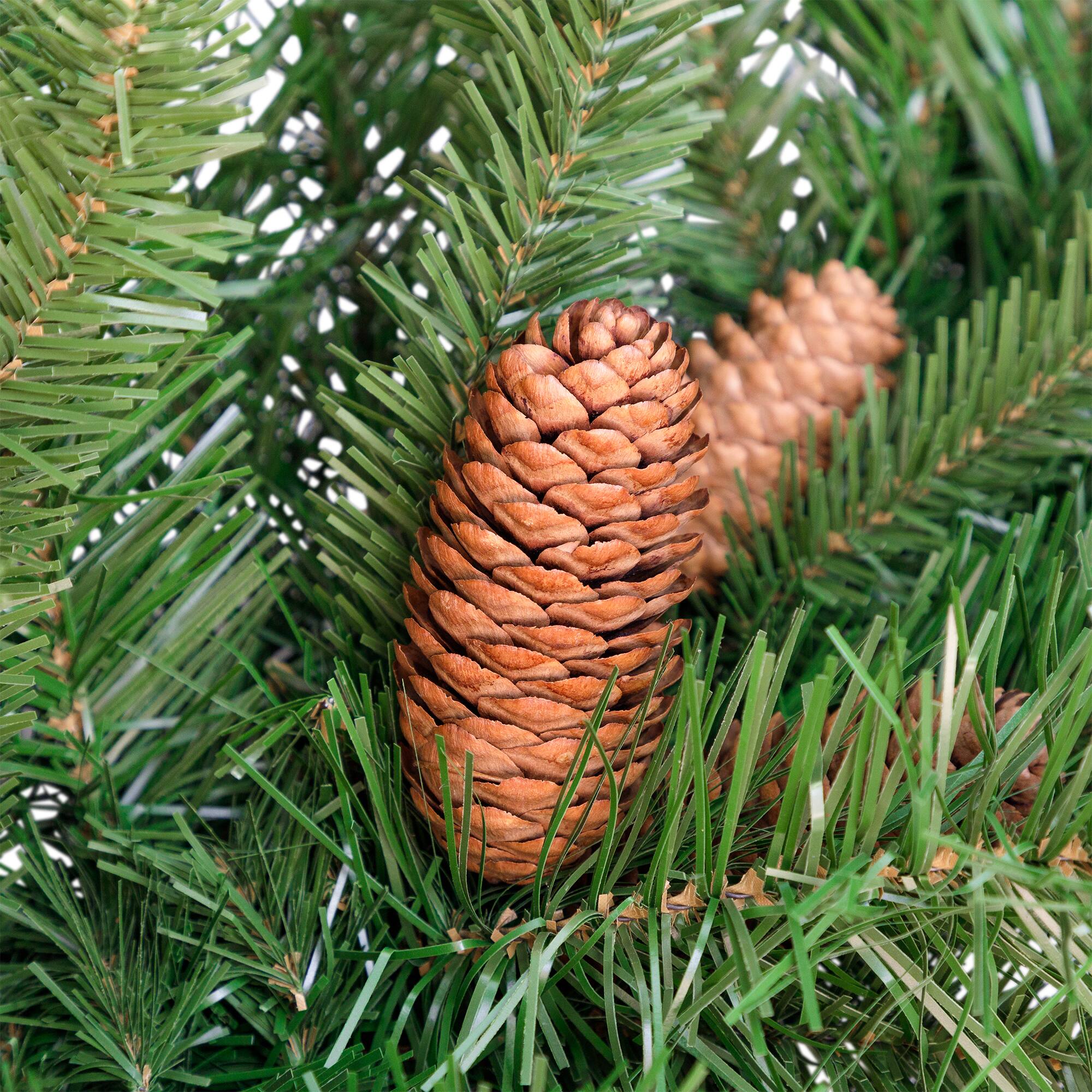 Alt View 3. Northlight - Dakota Red Pine with Pine Cones Artificial Christmas Garland - 9' x 16" - Unlit - Green.