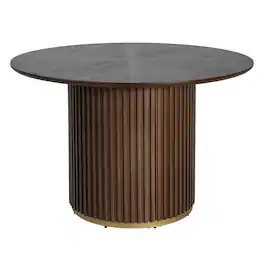 Loheer - 47 inch round dining table, pedestal base for four - Walnut