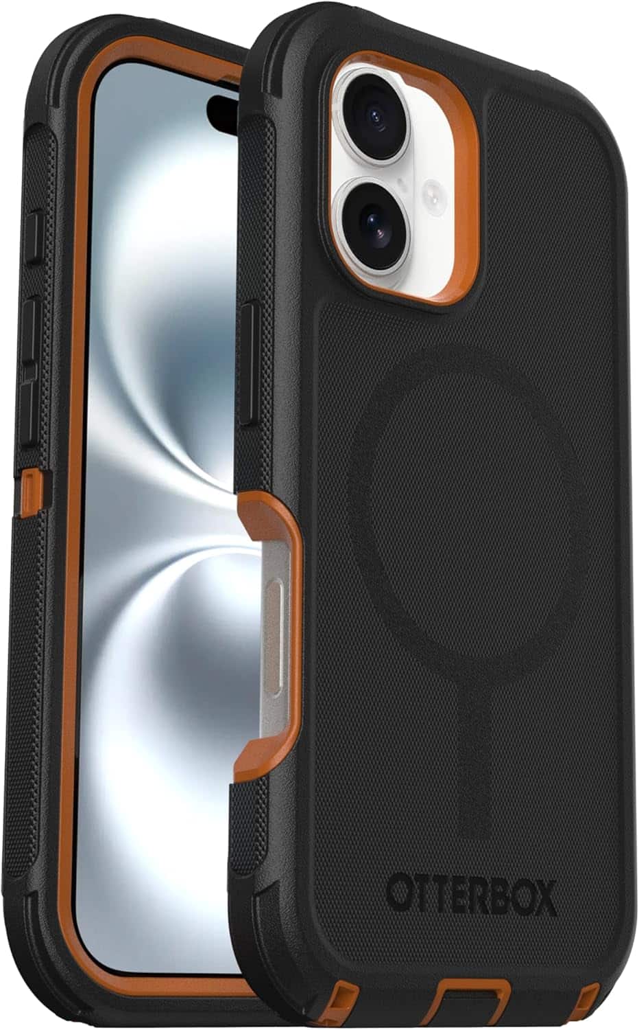 OtterBox - Defender Series Pro Hard Shell for MagSafe for Apple iPhone 16 - Iron Eclipse (Black & Orange)