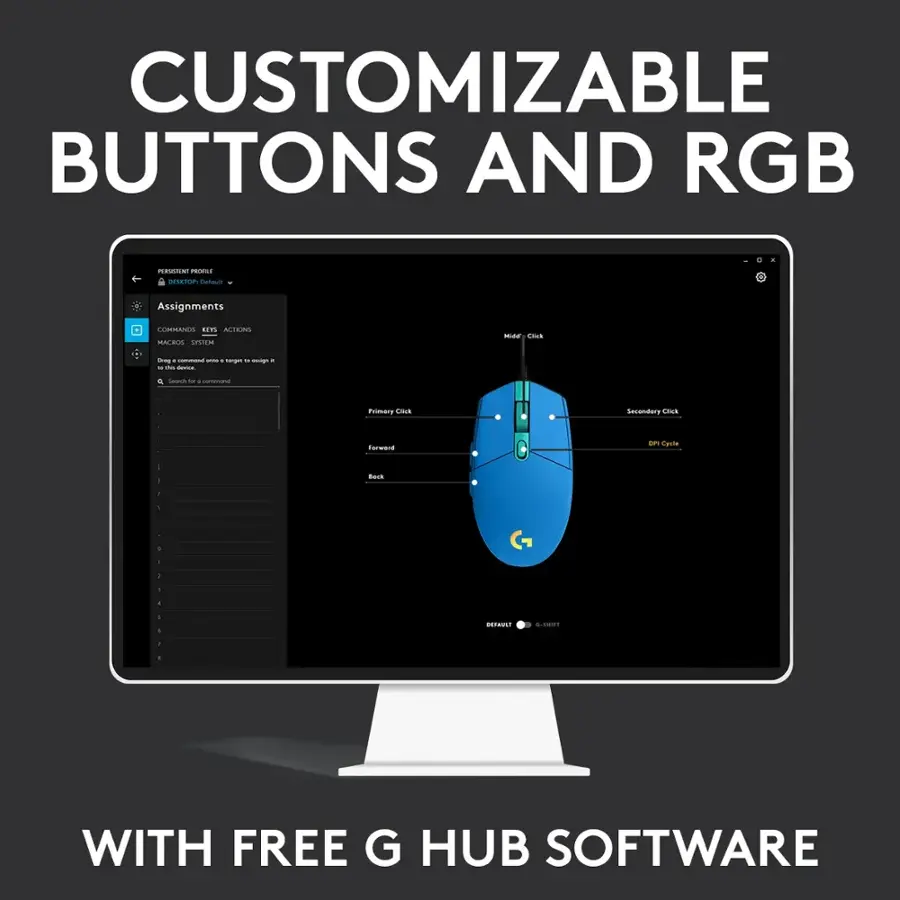 Customizable Buttons and RGB: With Free G Hub Software