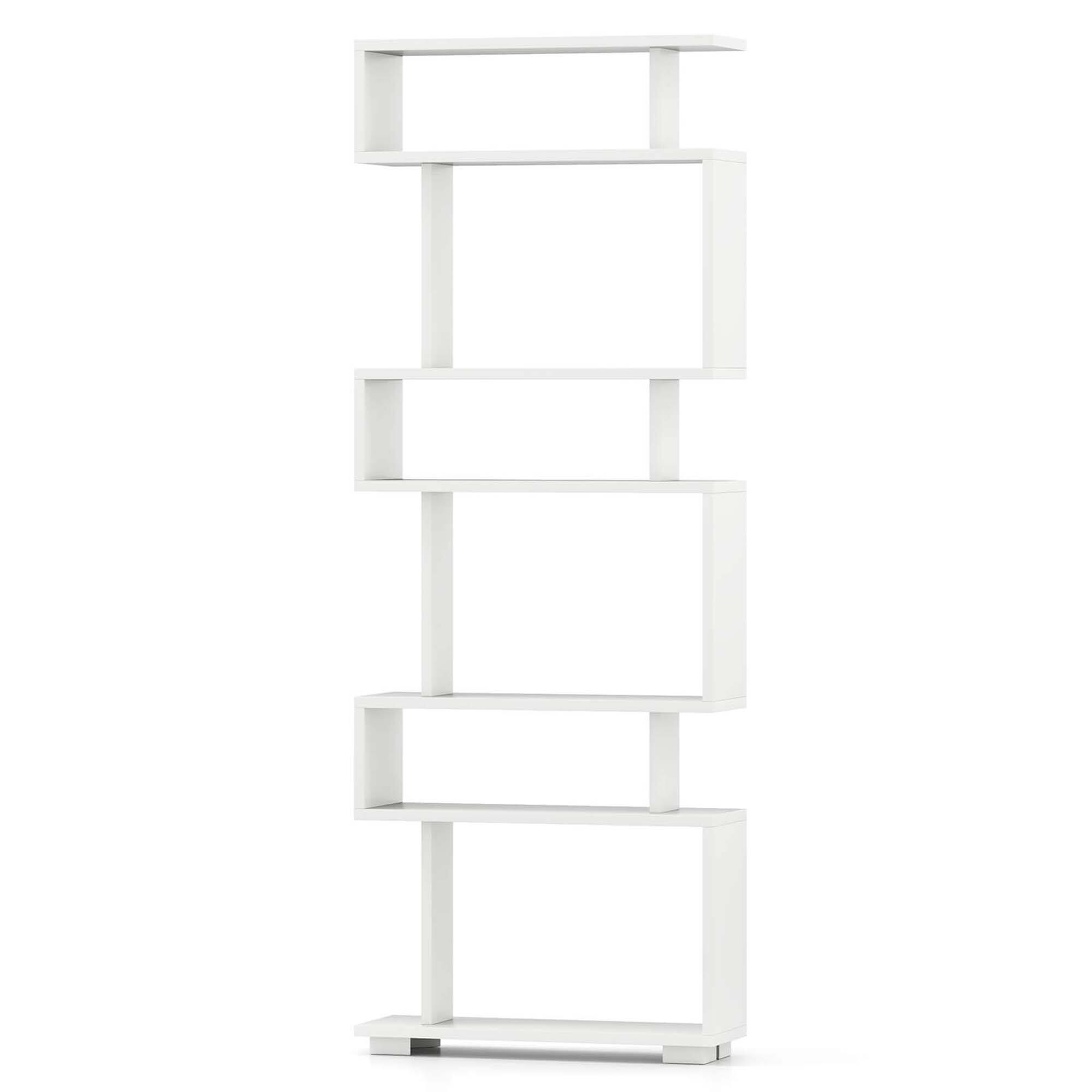 Alt View 9. Costway - Costway 1 PCS Bookcase 6-Tier Bookshelf with Anti-Tipping Kit Freestanding Display Shelf White - White.