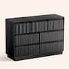 Front. Koligey - 7-Drawer Dresser 47"W Double Dresser With Waveform Fluted Panel - black.