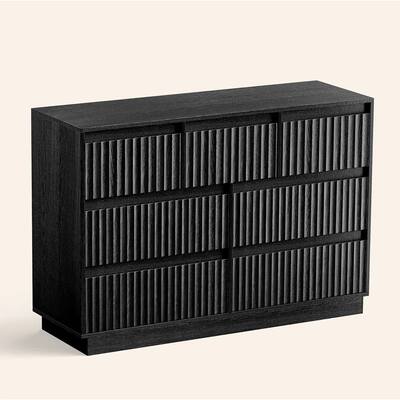 Koligey 7 Drawer Dresser 47"W Double Dresser With Waveform Fluted Panel Black F012-1 - Best Buy Koligey 7 Drawer Dresser 47"W Double Dresser With Waveform Fluted Panel Black F012-1 - Best Buy