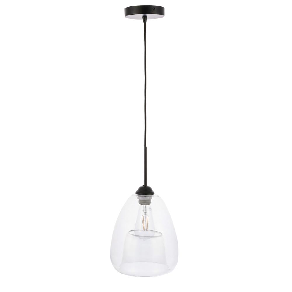 Alt View 4. Living District - Kason 1 light Black and Clear glass pendant - Black And Clear Glass.
