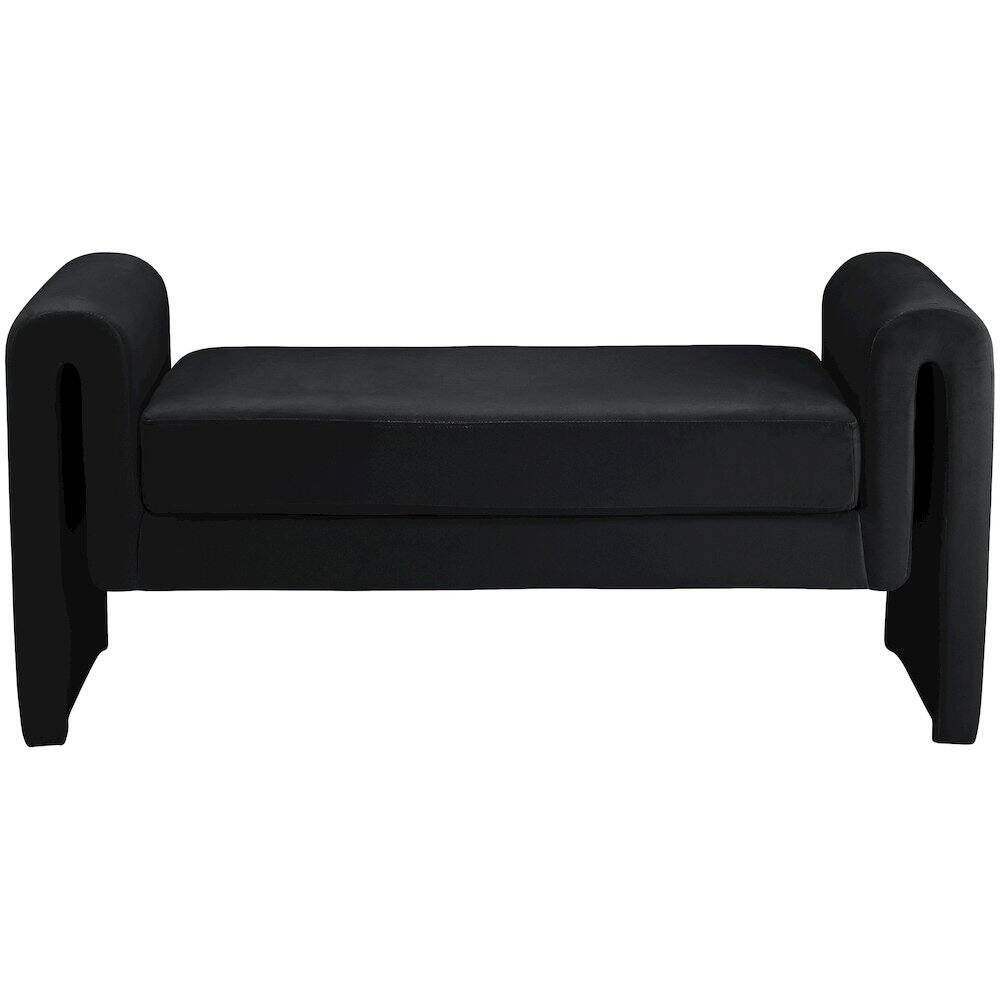 Alt View 2. Meridian Furniture - Sloan Black Velvet Bench - Black.