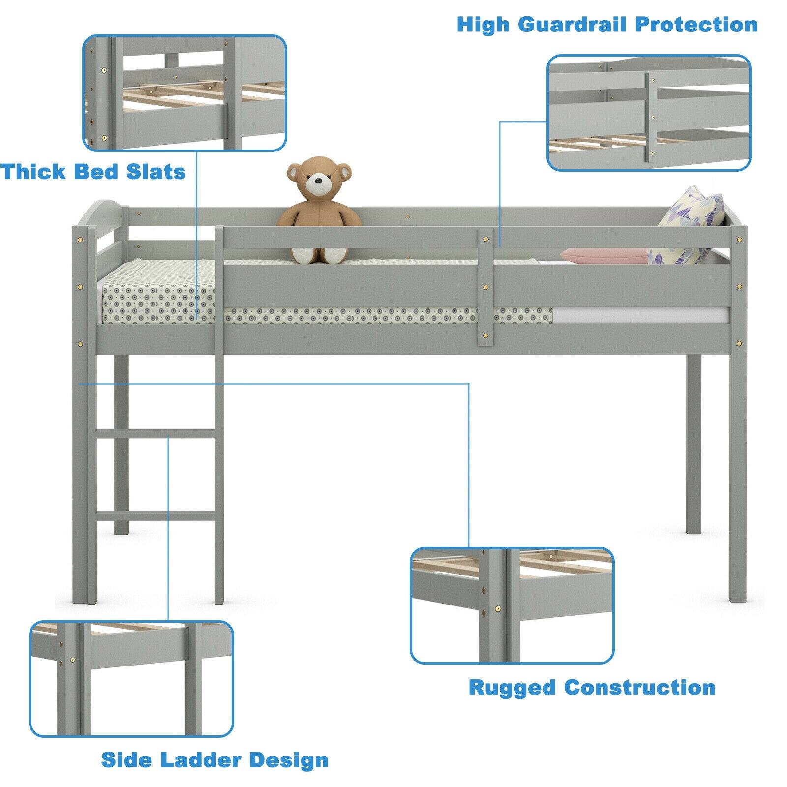 High Guardrail Protection, Thick Bed Slats, Rugged Construction, Side Ladder Design