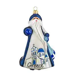 Joy to the World Collectibles - Joy to the World Glitterazzi International Grecian Greece Santa Polish Glass Christmas Ornament - Multicolor