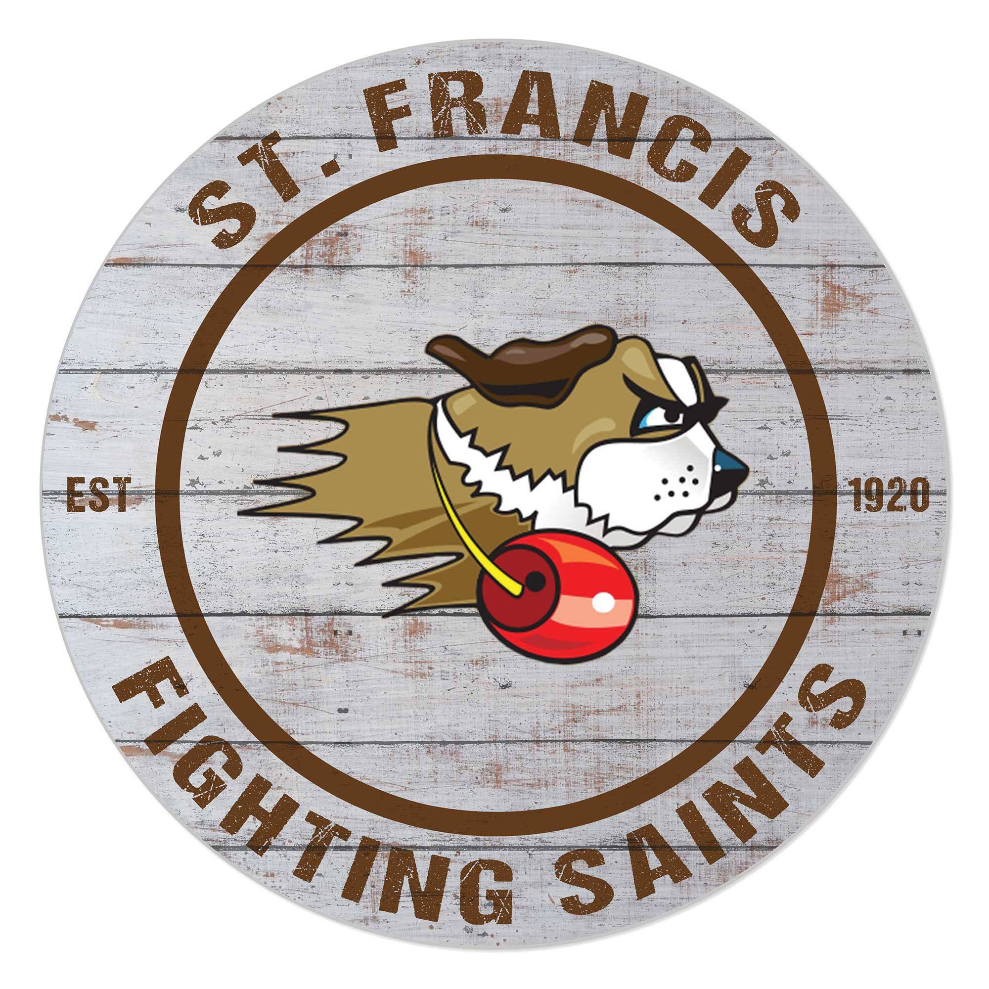 St. Francis Fighting Saints 20" x 20" Indoor/Outdoor Weathered Circle Sign