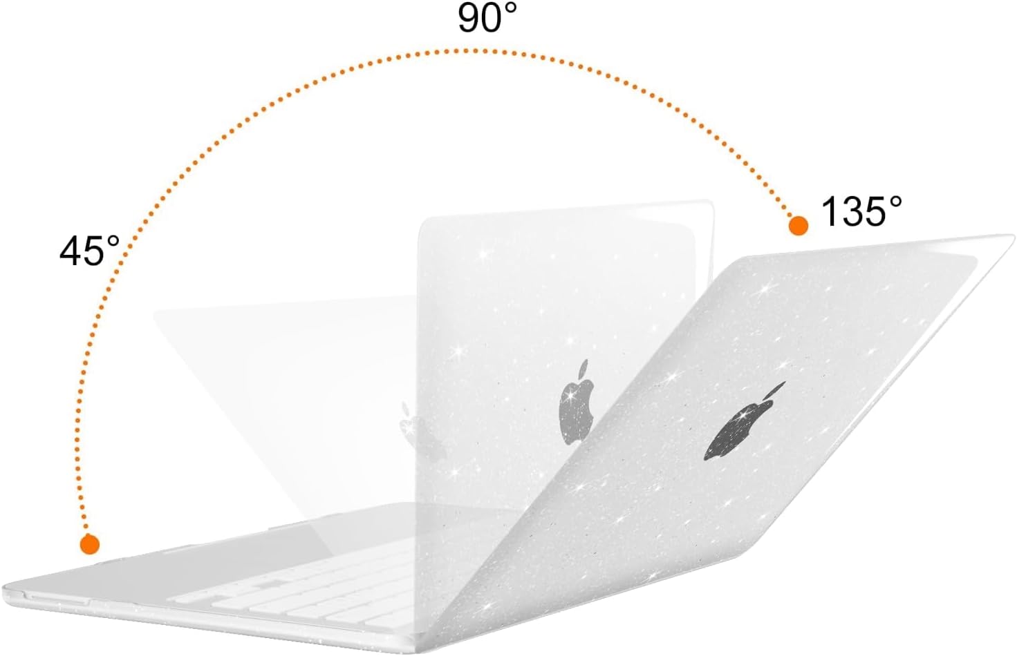 Back. mosiso - Sparkly Glitter Case for MacBook Neo 13 inch A3404 with A18 Pro Chip (2026), Ultra-Thin Crack & Scratch Resistant Cover - Clear.