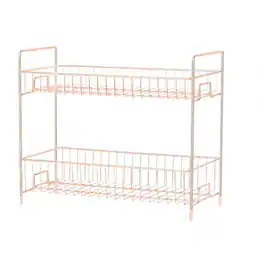 Oumilen - 2‑Tier Rose Gold Spice Rack – Countertop Wire Organizer Shelf for Kitchen & Bathroom - Rose Gold