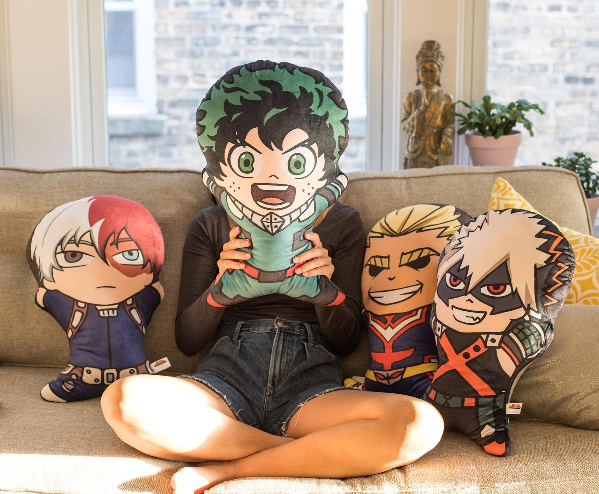 Alt View 4. Surreal Entertainment - My Hero Academia 20 Inch Character Pillow | Izuku Midoriya - Green.
