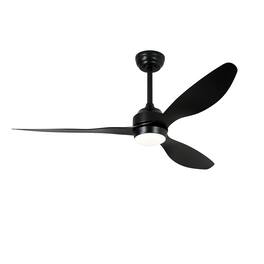 Loheer - 52 Inch Matte Black Ceiling Fan with Lights Quiet DC Motor Reversible Indoor Bedroom Patio
