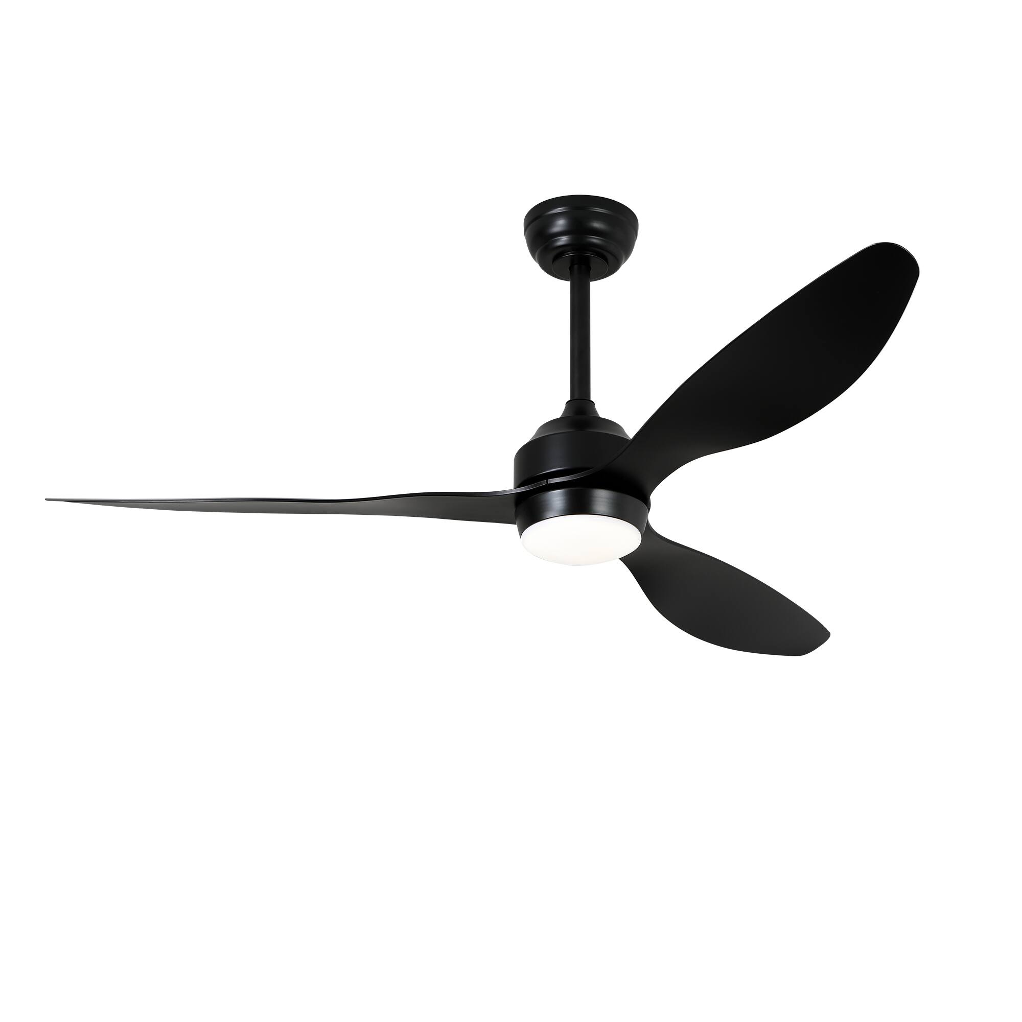 Front. Loheer - Loheer 52 Inch Matte Black Ceiling Fan with Lights Quiet DC Motor Reversible Indoor Bedroom Patio.