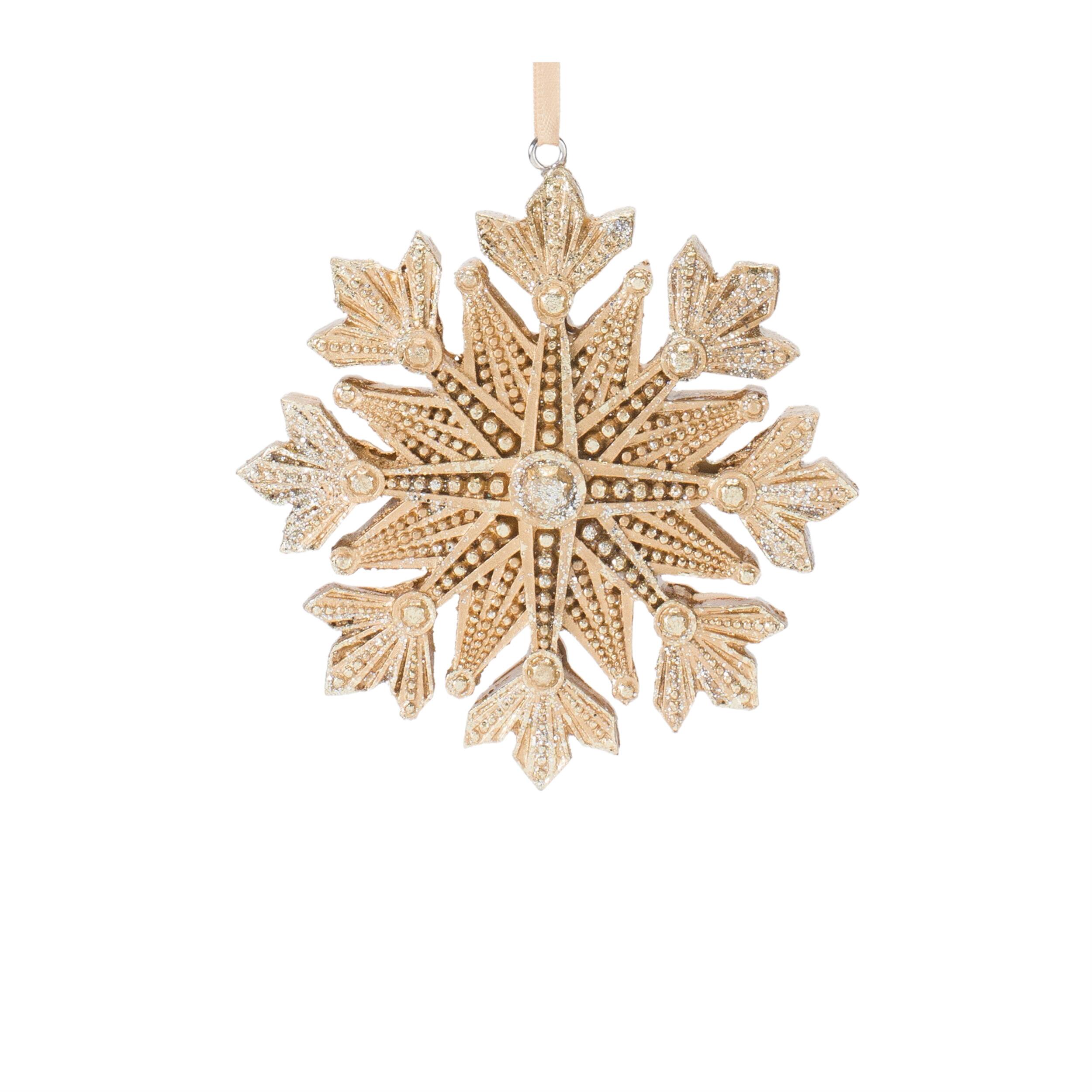 Left. BreeBe - Glittered Pine Tree and Snowflake Ornament (Set of 12) - Gold.