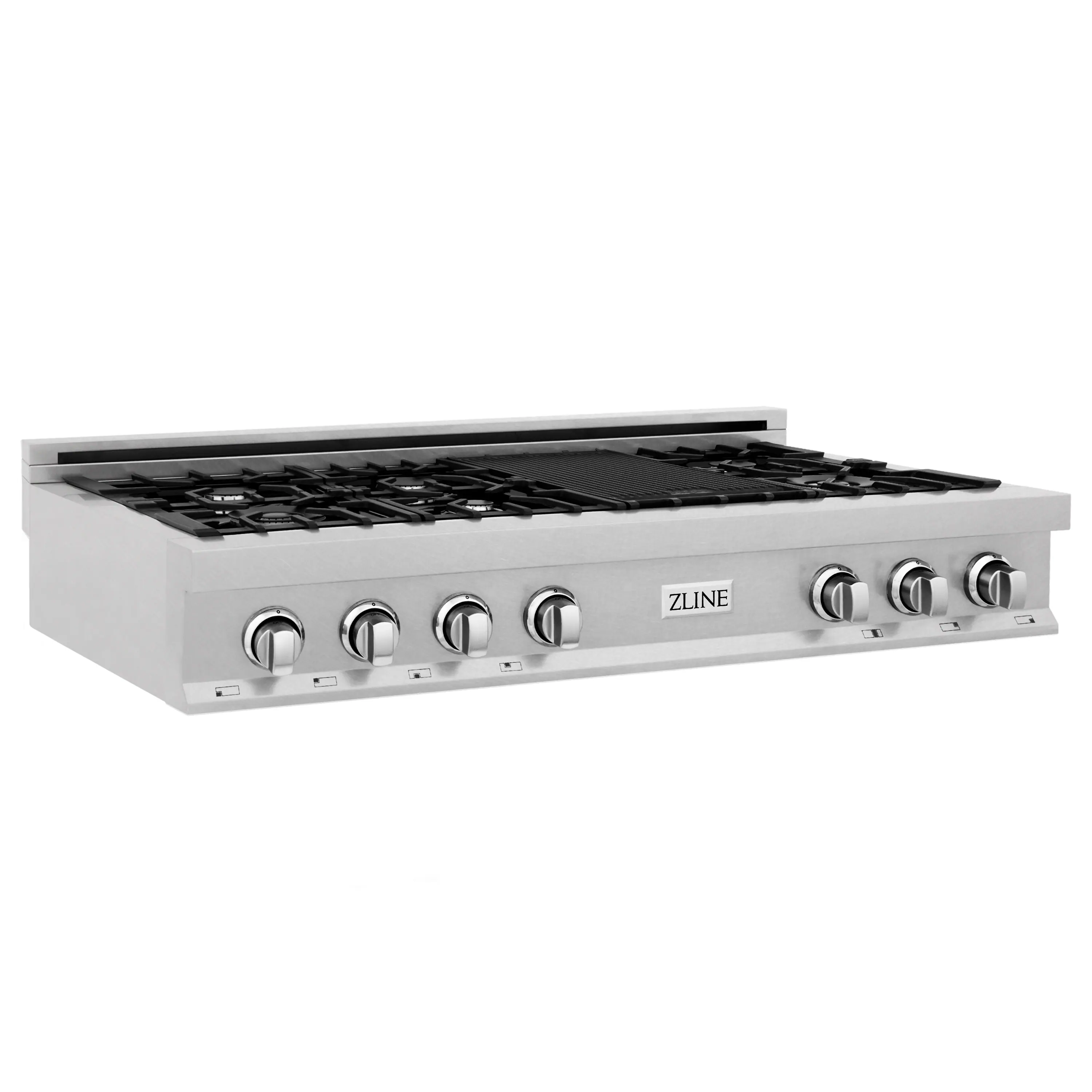 Back. ZLINE - ZLINE 48 in. Legacy Gas Rangetop with 7 Burners and Porcelain Cooktop in Satin Stainless Steel (RTS-48) - Satin Stainless Steel.
