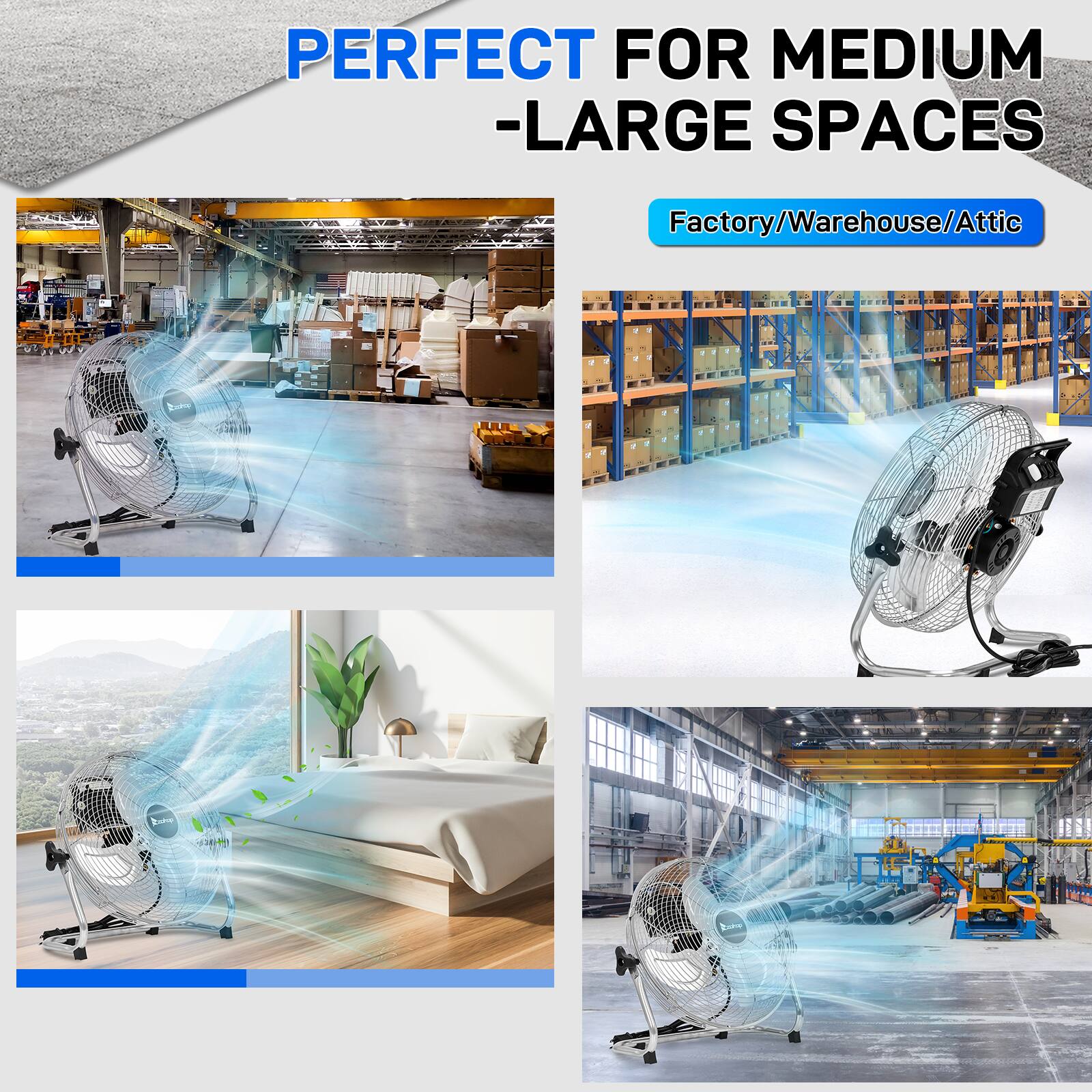 PERFECT FOR MEDIUM - LARGE SPACES  
Factory/Warehouse/Attic
