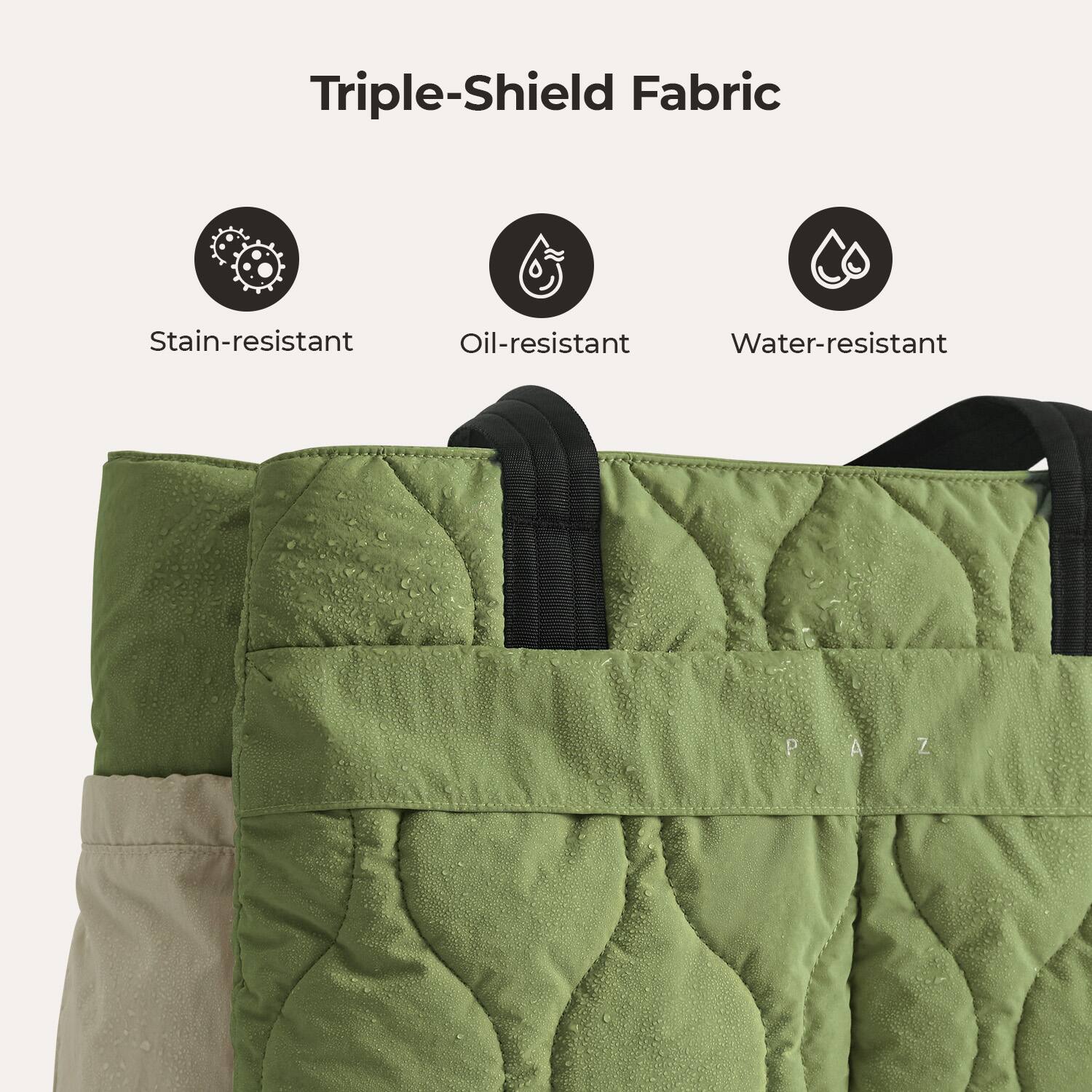 Triple-Shield Fabric  
Stain-resistant  
Oil-resistant  
Water-resistant