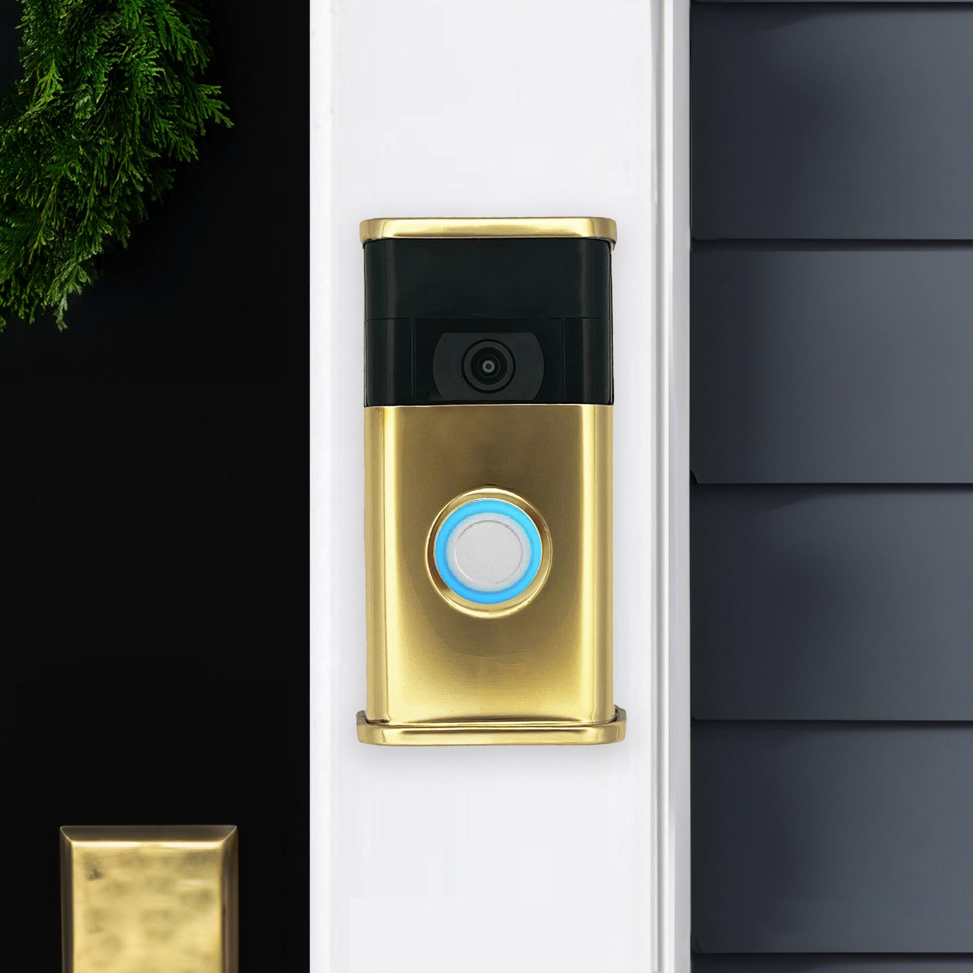 Alt View 3. Michael Healy - Traditional Video Doorbell Cover (Ring 2nd Gen) - Polished Brass.