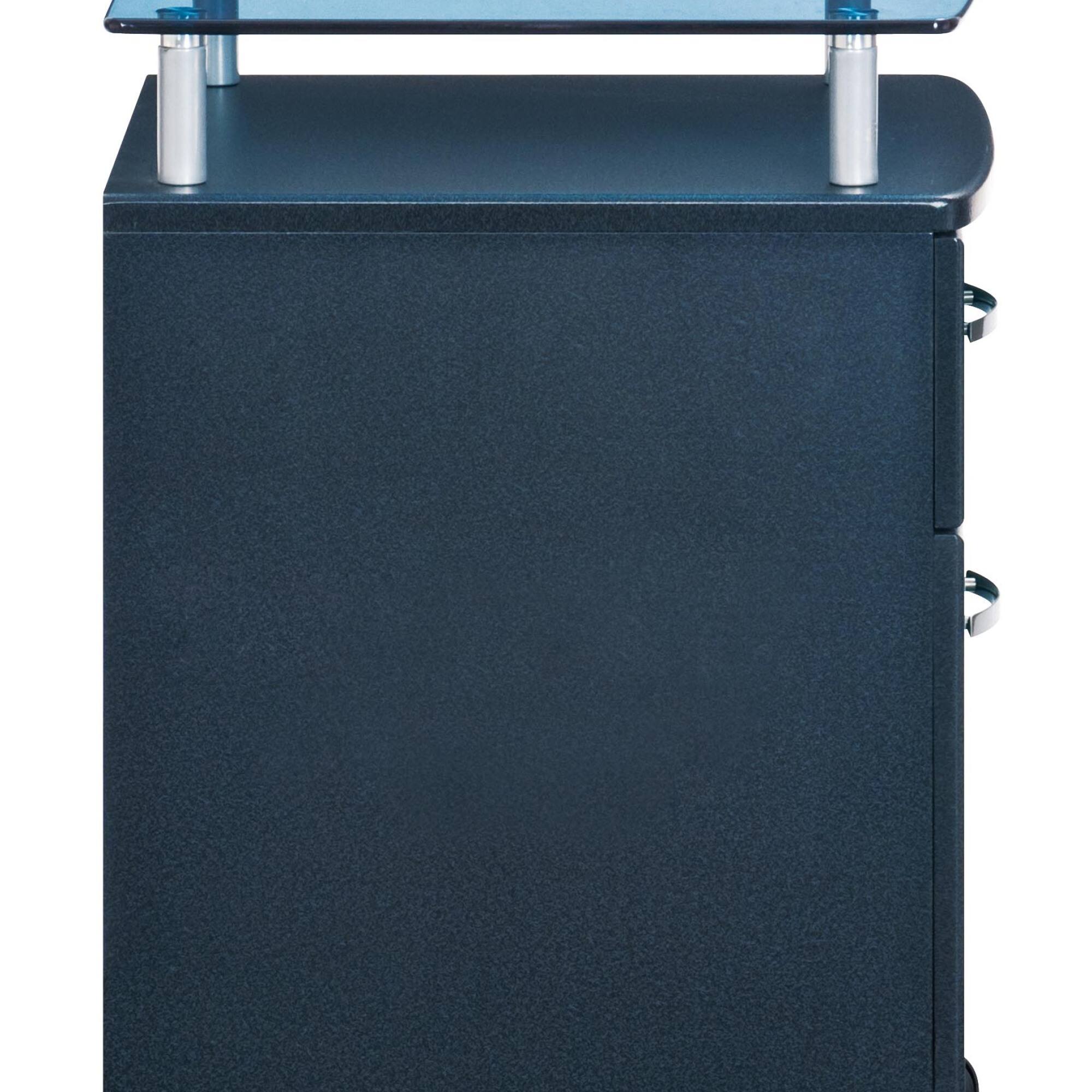 Alt View 1. GOODSILO - Modern Rolling File Cabinet with Tempered Glass Top and Secure Locking Drawers - Dark Grey.