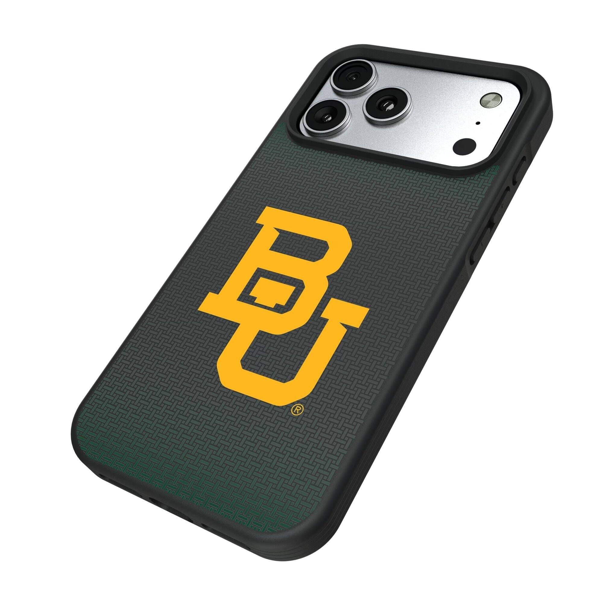 Alt View 1. Keyscaper - Baylor Bears Linen Logo iPhone Bump Case - 15 - Black.