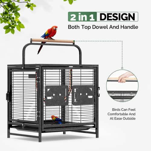 Winado - 25in Small Parakeet Wire Bird Cage Portable for Finches Canaries Hanging Travel Bird House