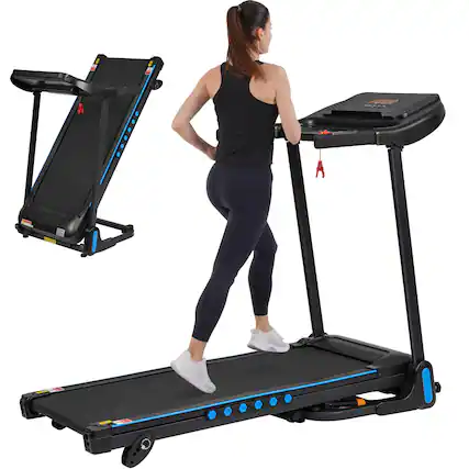 Front. Akoasm - 3.0 HP Auto-Folding Incline Treadmill for Running Walking, 350 lbs Capacity with Type C & USB Charge, Bluetooth Speaker - Black.