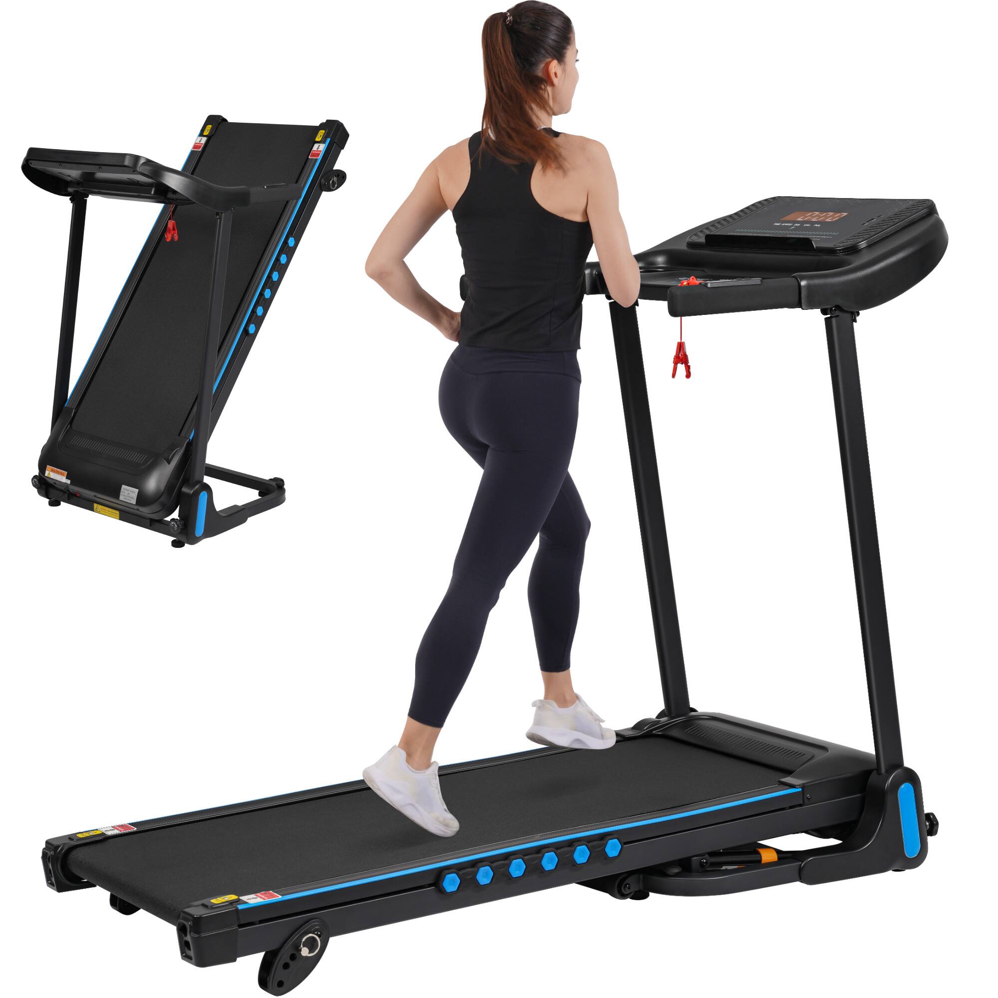 Alt View 8. Tiramisubest - Foldable Incline Treadmill with Shock Absorption, USB Charging, and Bluetooth Speaker - Black.
