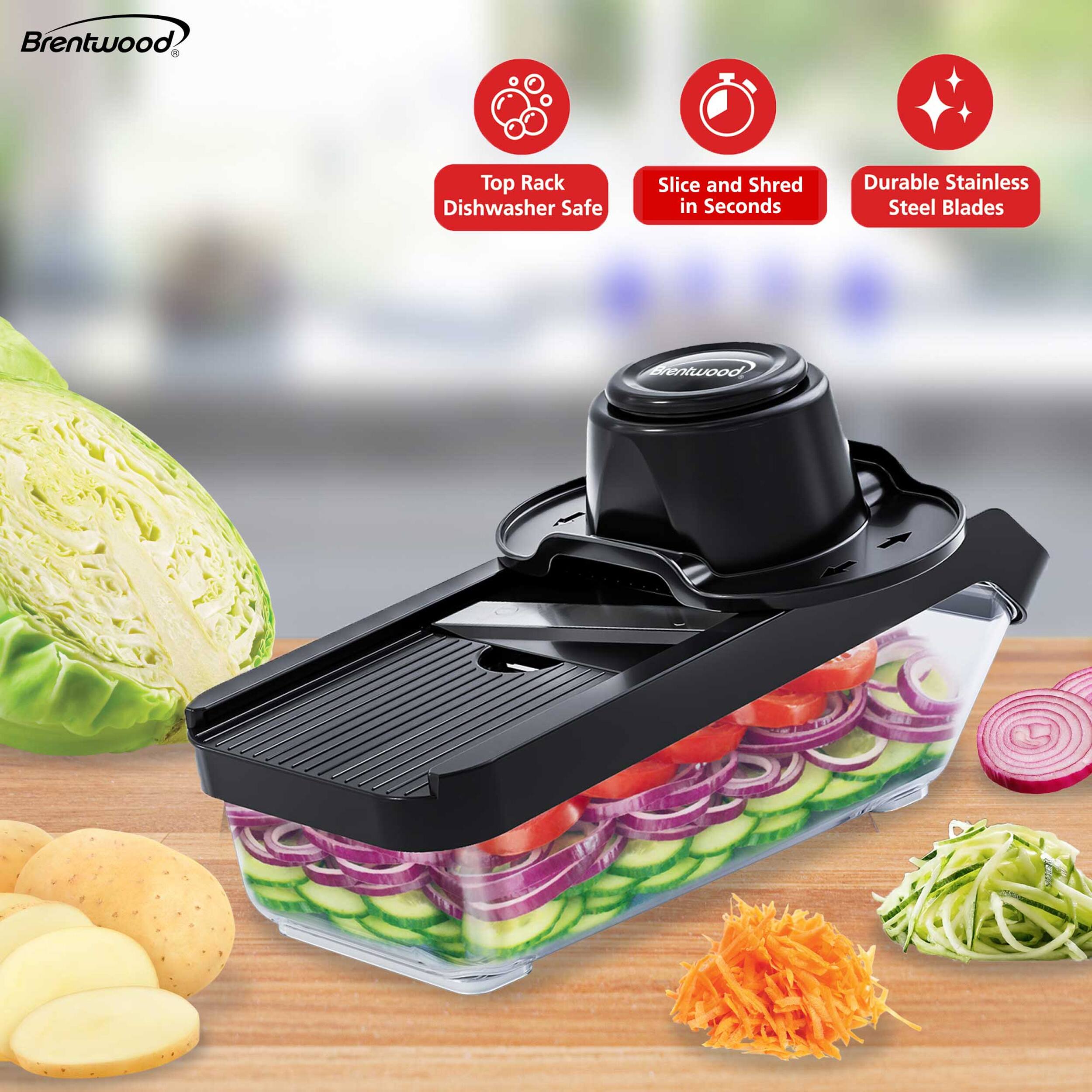 Brentwood Top Rack Dishwasher Safe Slice and Shred in Seconds Durable Stainless Steel Blades