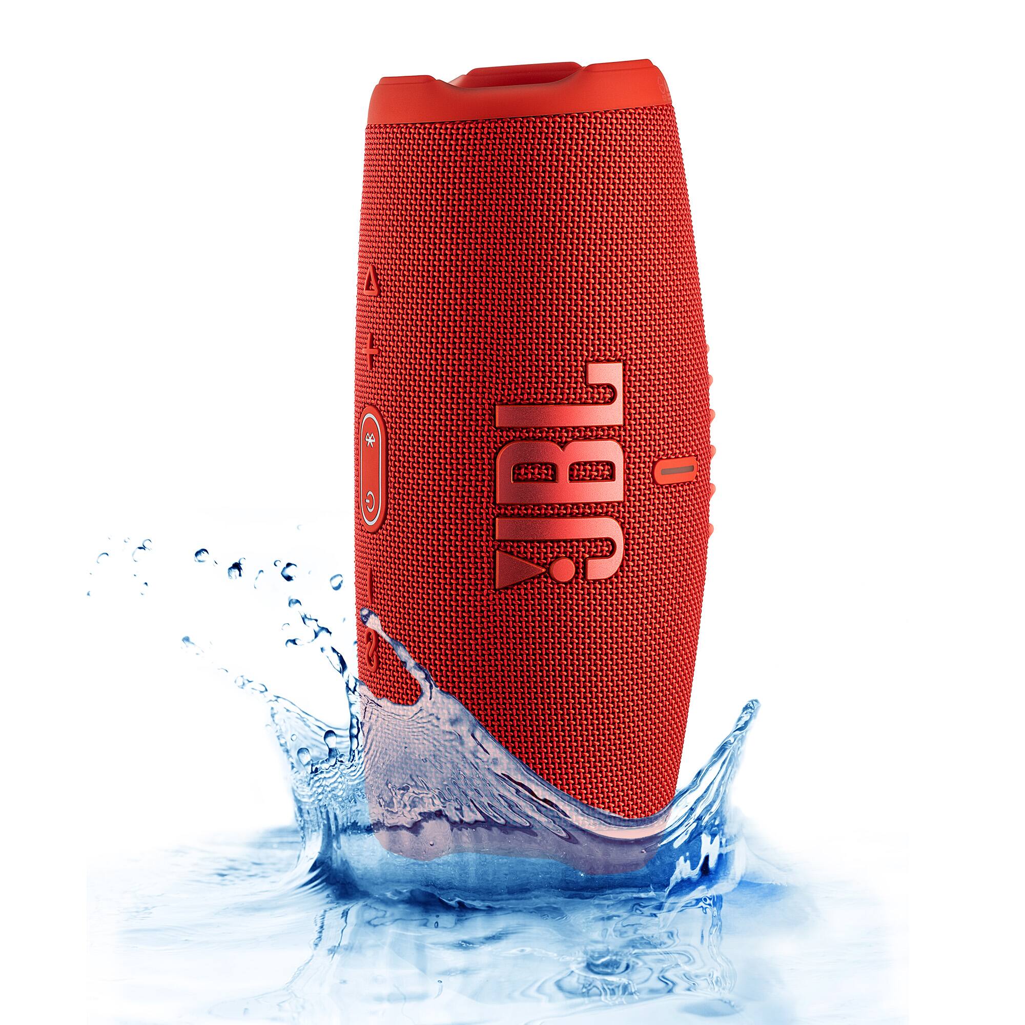 Alt View 5. JBL - JBL Charge 5 Portable Wireless Bluetooth Speaker with IP67 Waterproof with Case (Red) - Red.