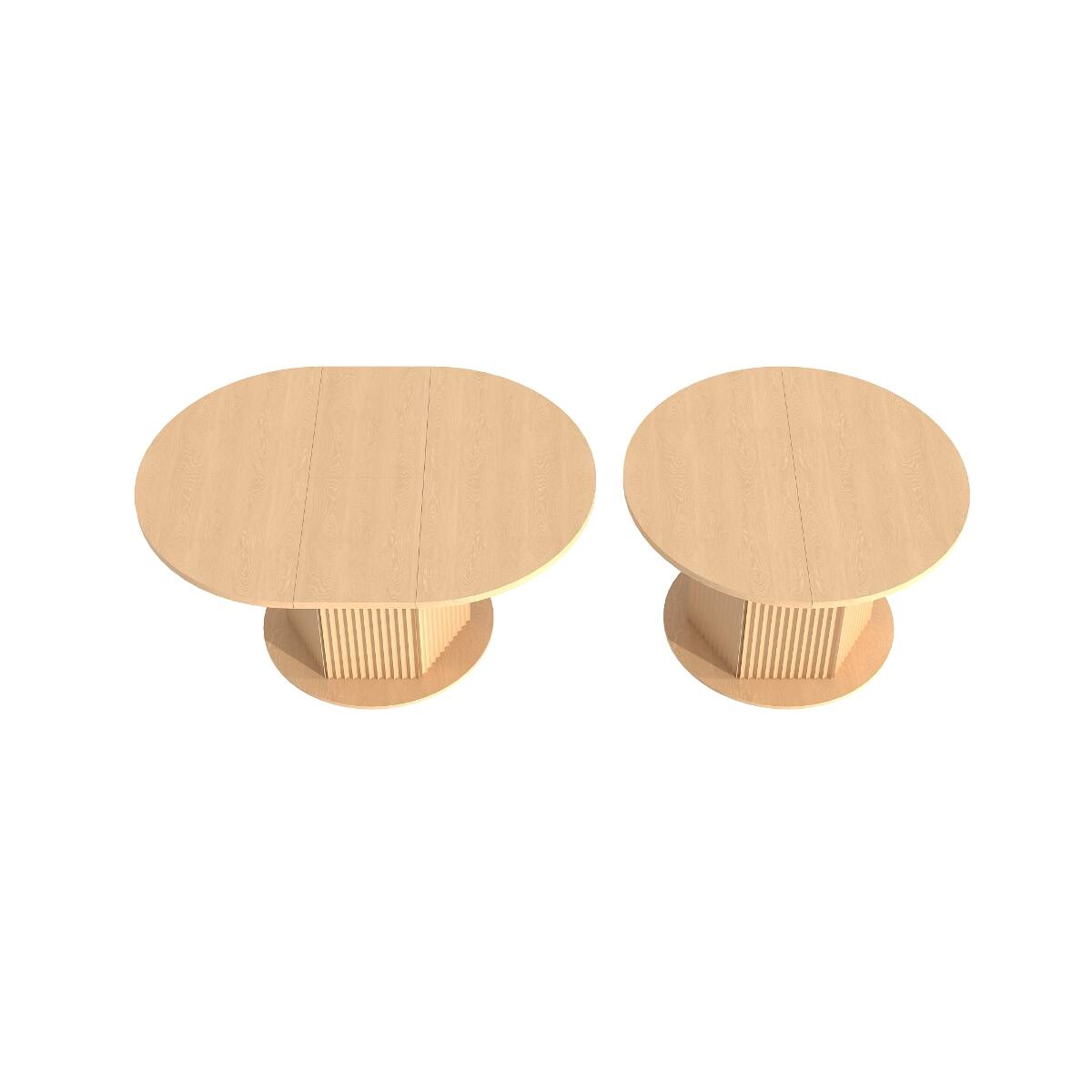 Alt View 10. Loheer - Loheer Extendable Round Dining Table for Six, Light Brown Wood Table with Textured Base - Light Brown.