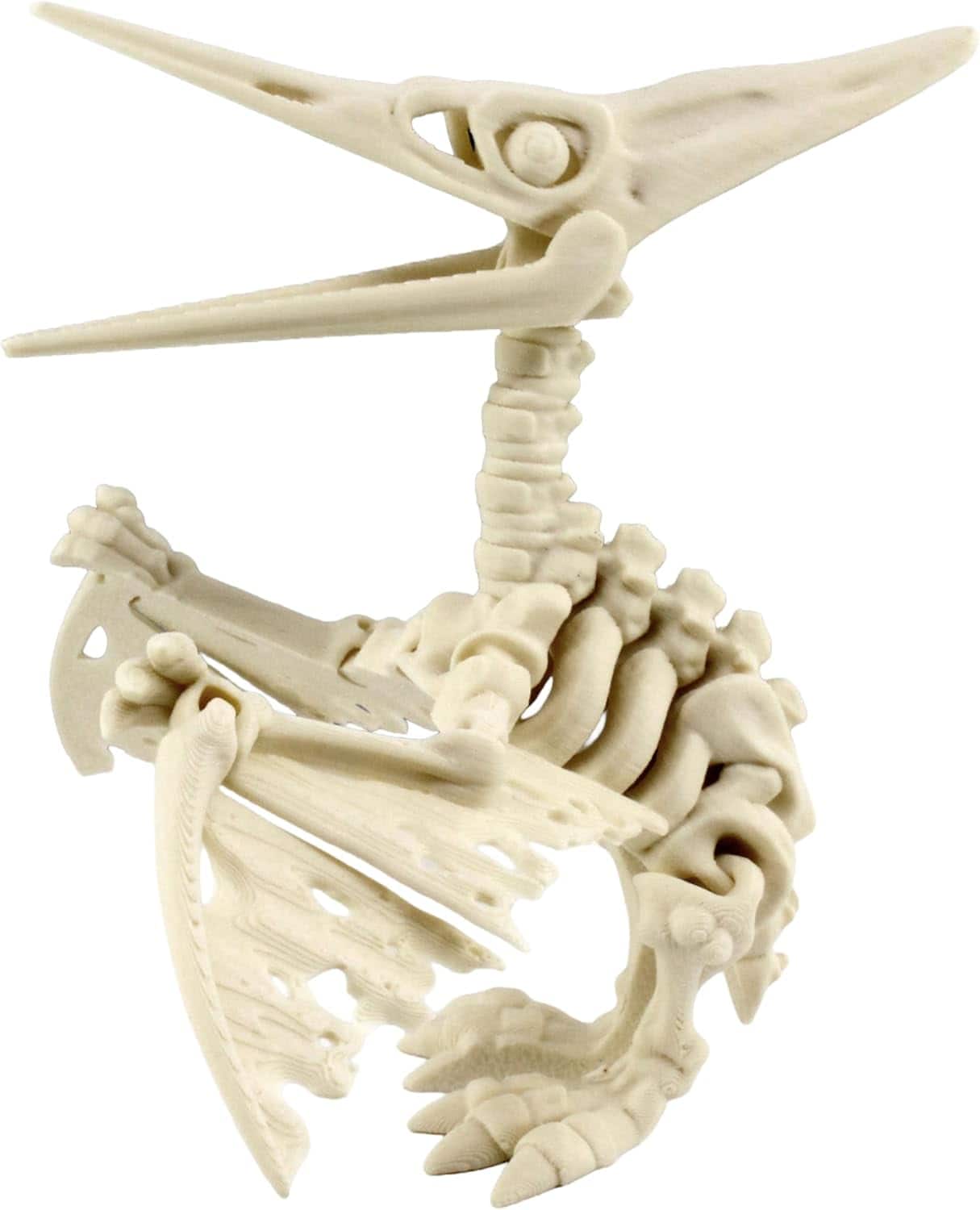 JuzToys - 3D Printed Skeleton Pteranodon, Prehistoric Collectible Articulating Dinosaur Figurine Desk Decoration by PowerTRC - White