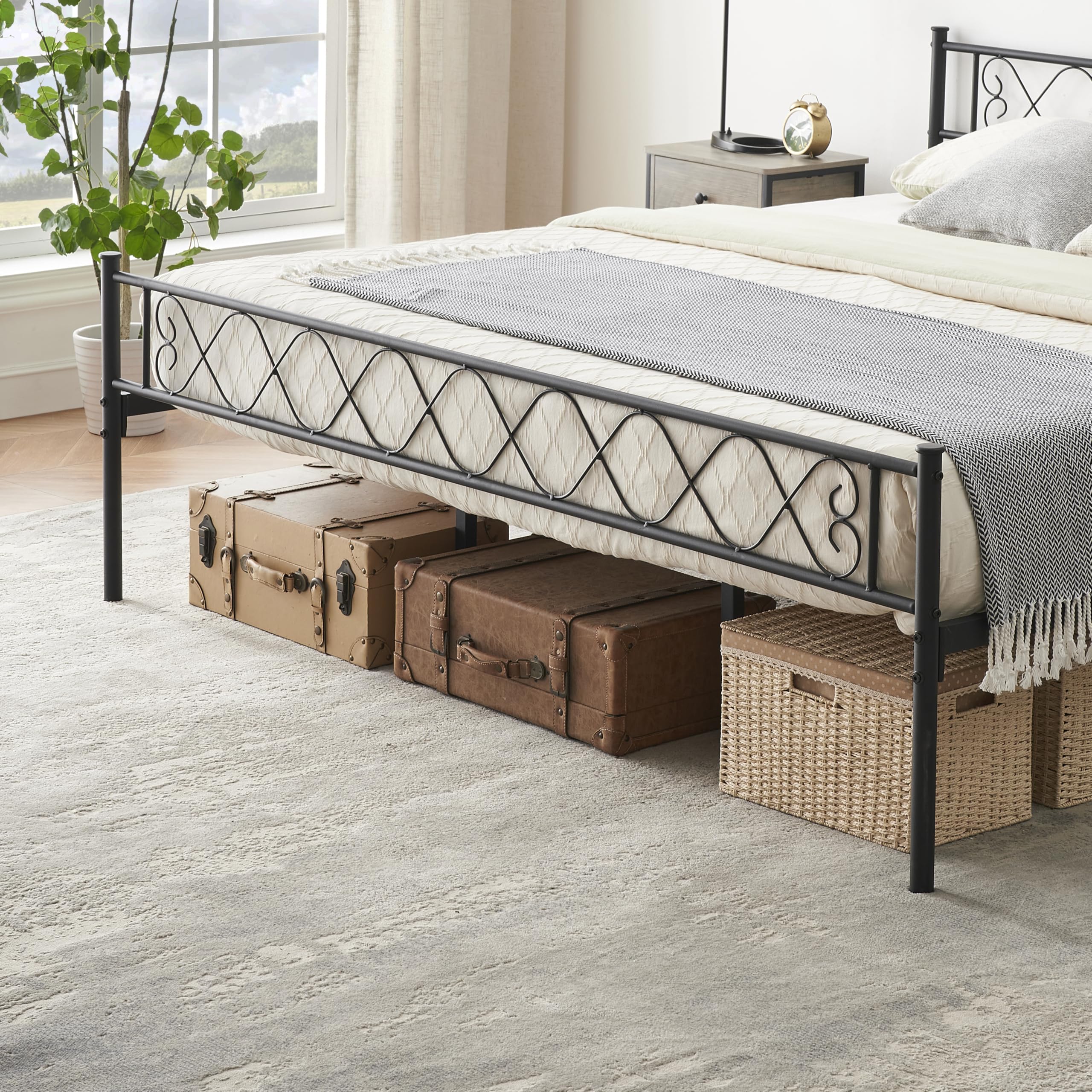 Alt View 1. Acekool - Modern Bed Frame, Metal Platform Bed with Headboard and Footboard, 13.7 Inch Underbed Storage Heavy-Duty Bed Frame - Black.