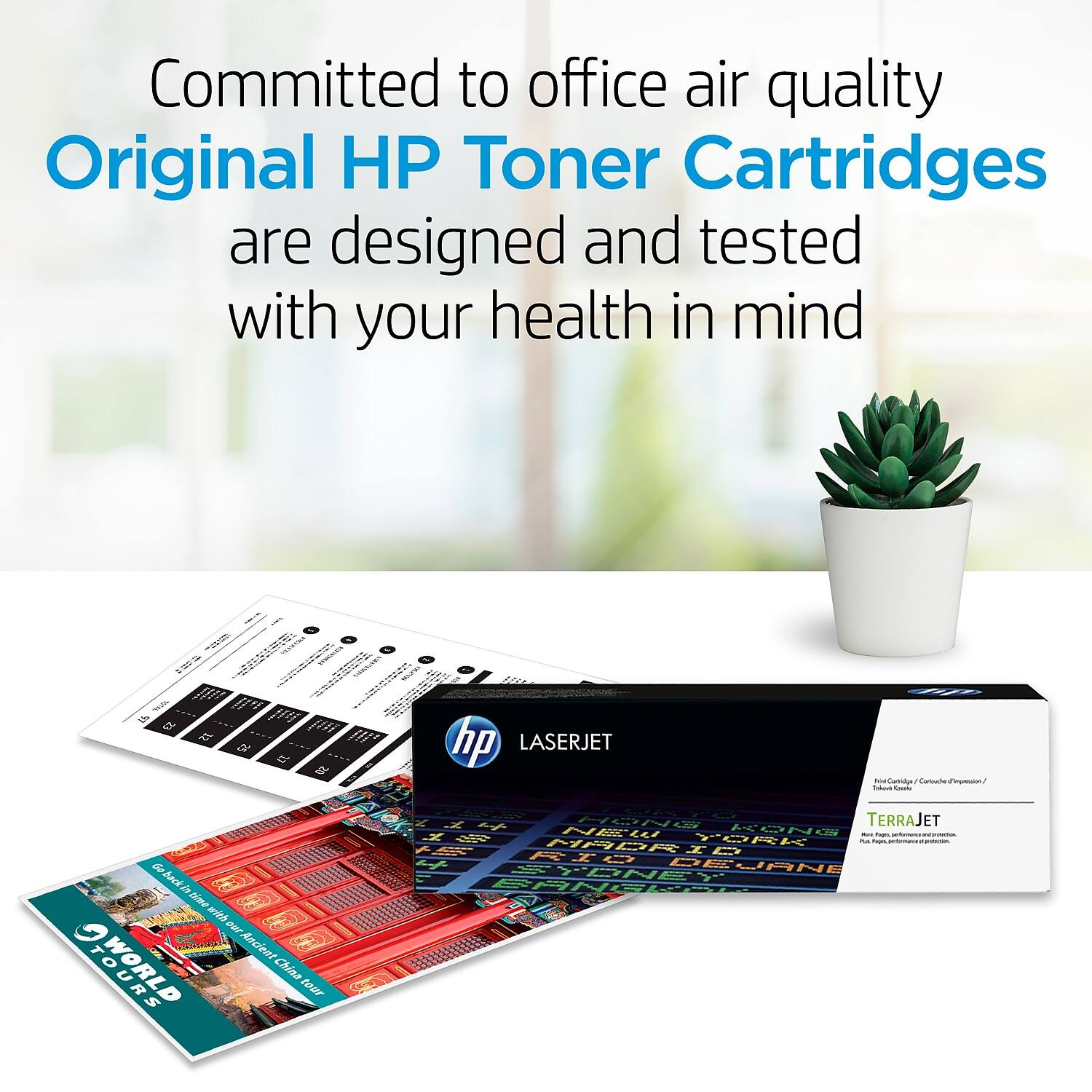 Committed to office air quality  
Original HP Toner Cartridges are designed and tested with your health in mind  

LASERJET  
TERRAJET