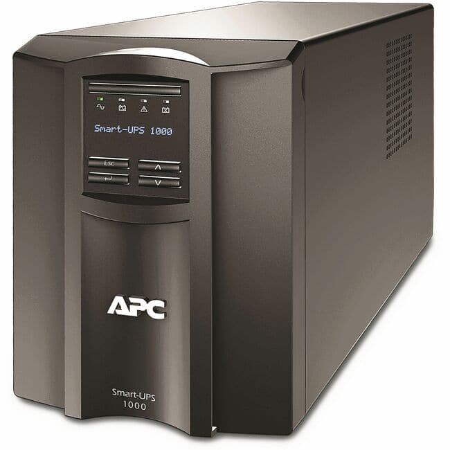 APC - Smart-UPS, Line Interactive, 1000VA, Tower, 120V, 8x NEMA 5-15R outlets, SmartConnect Port+SmartSlot, AVR, LCD [TAA] - Black