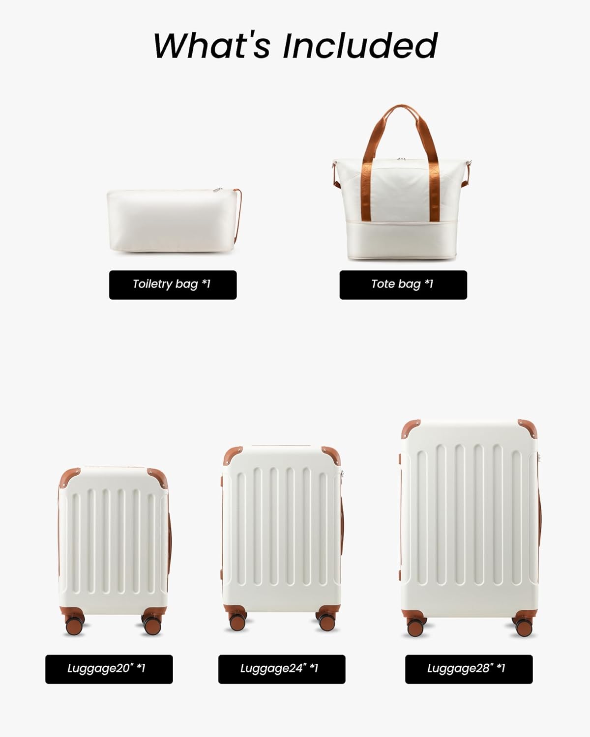 LUGGEX Luggage Sets 5 Piece Hardside Suitcase with Wheels and TSA