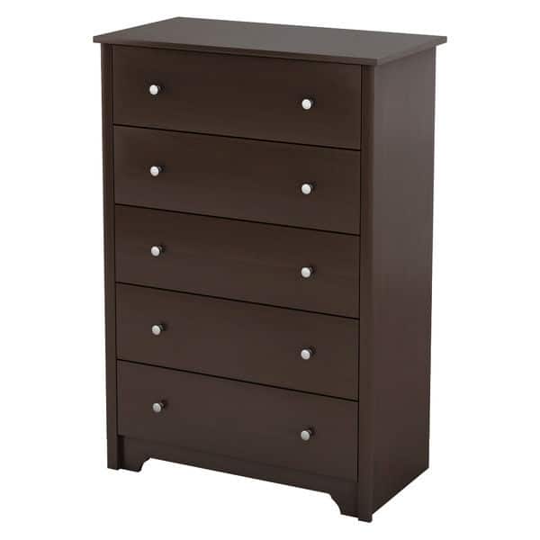 Hivvago - 5-Drawer Bedroom Chest of Drawers - Dark Brown