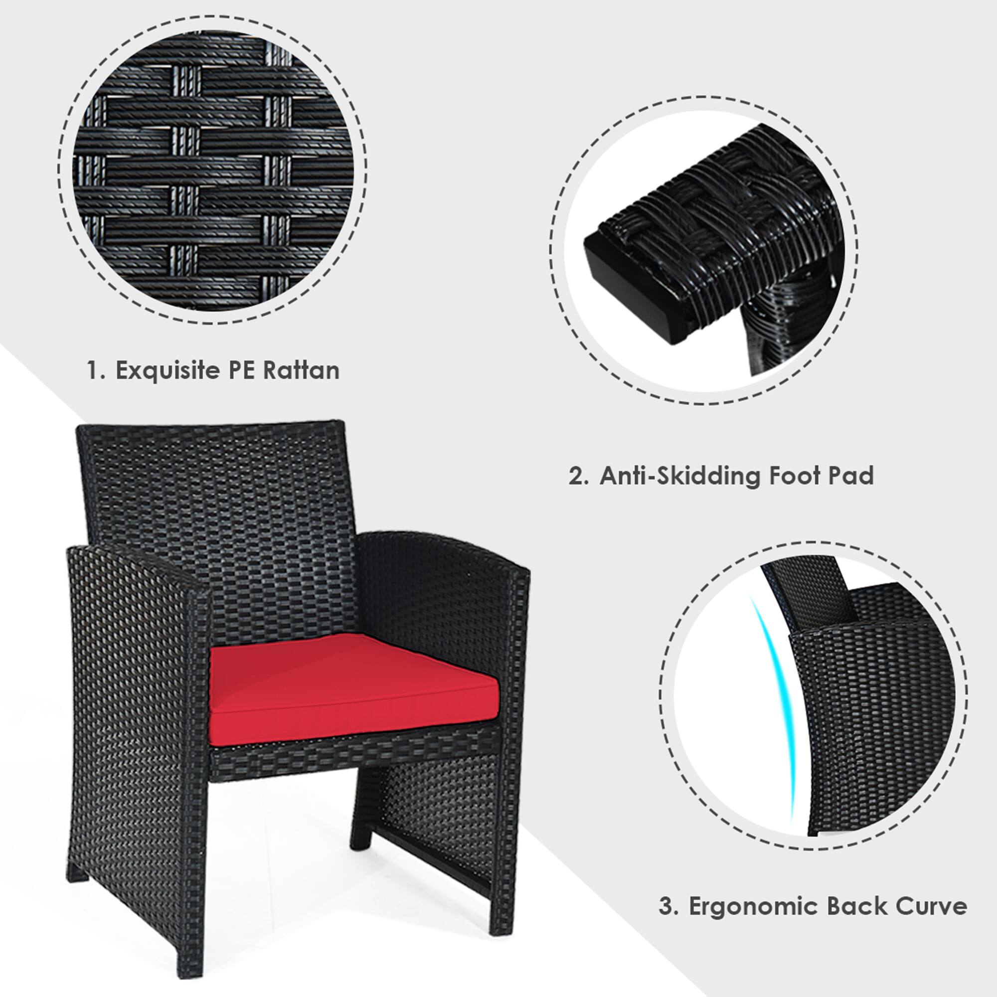 BEEE 1. Exquisite PE Rattan 2. Anti-Skidding Foot Pad 3. Ergonomic Back Curve