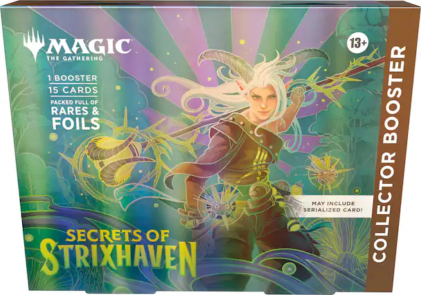 MAGIC THE GATHERING
1 BOOSTER
15 CARDS
PACKED FULL OF RARES & FOILS
SECRETS OF STRIXHAVEN
13+ BOOSTER
MAY INCLUDE SERIALIZED CARD!
COLLECTOR