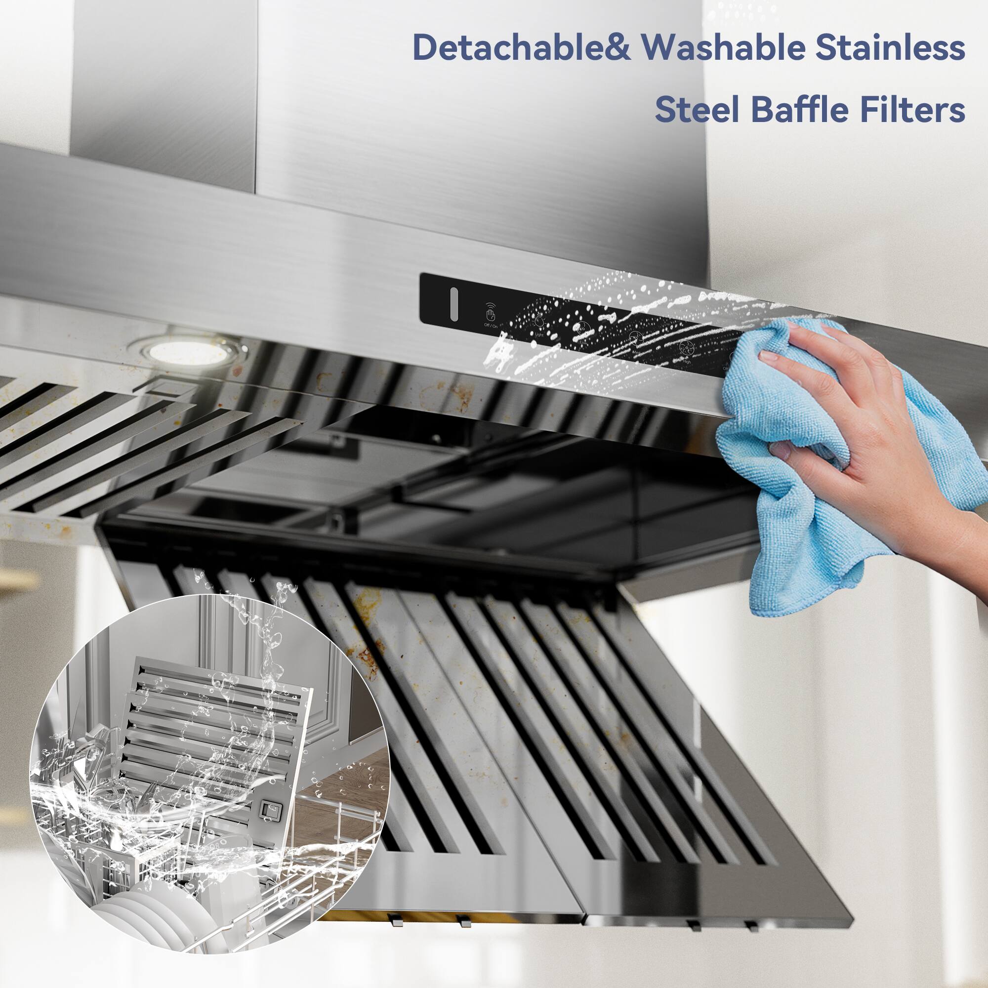Detachable & Washable Stainless Steel Baffle Filters