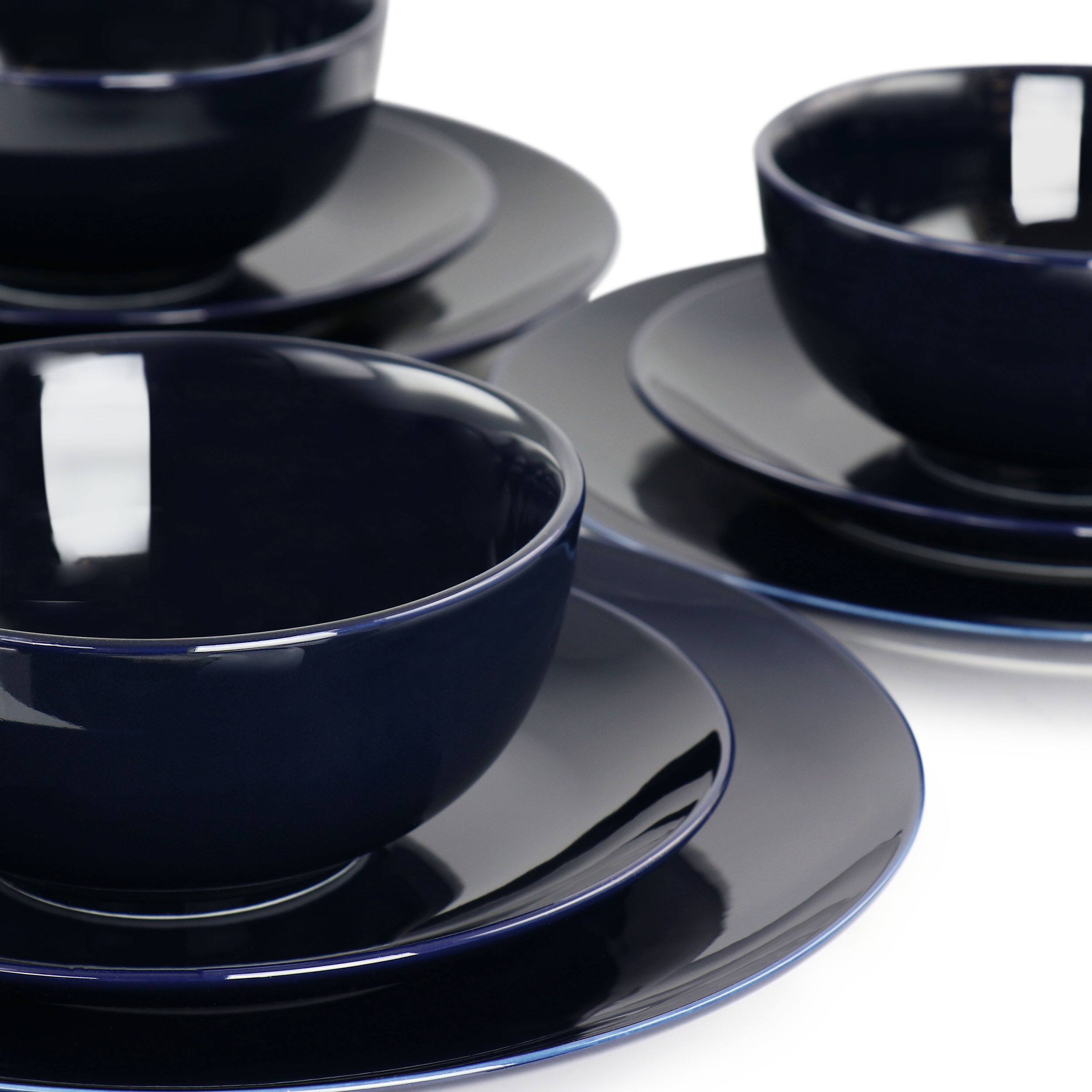 Alt View 5. Elama - Elama Luna 18 Piece Porcelain Dinnerware Set in Dark Blue - Dark Blue.