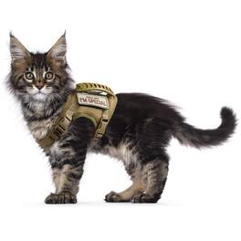 Paradigms Interiors - Cat Harness For Walking Escape Proof Soft Mesh Pet Vest Dog - Khaki-Large