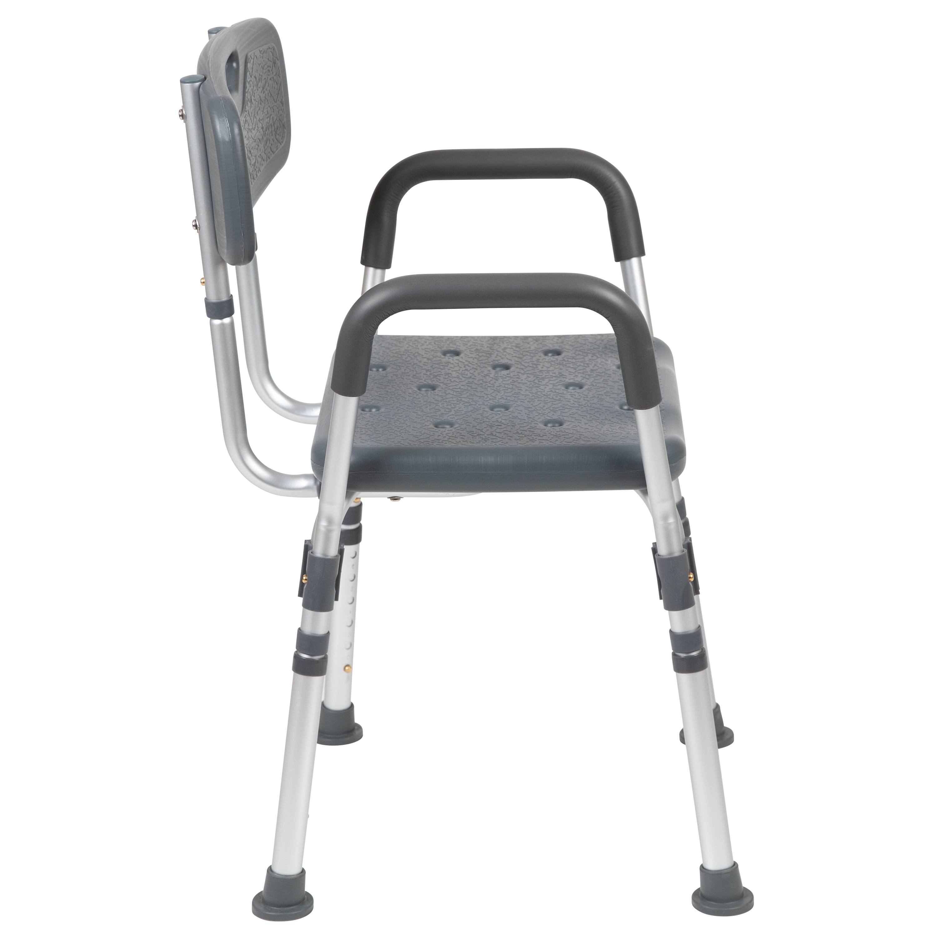 Alt View 7. Emma + Oliver - 300 Lb. Capacity Quick Release Back & Arm Shower Chair - Gray.