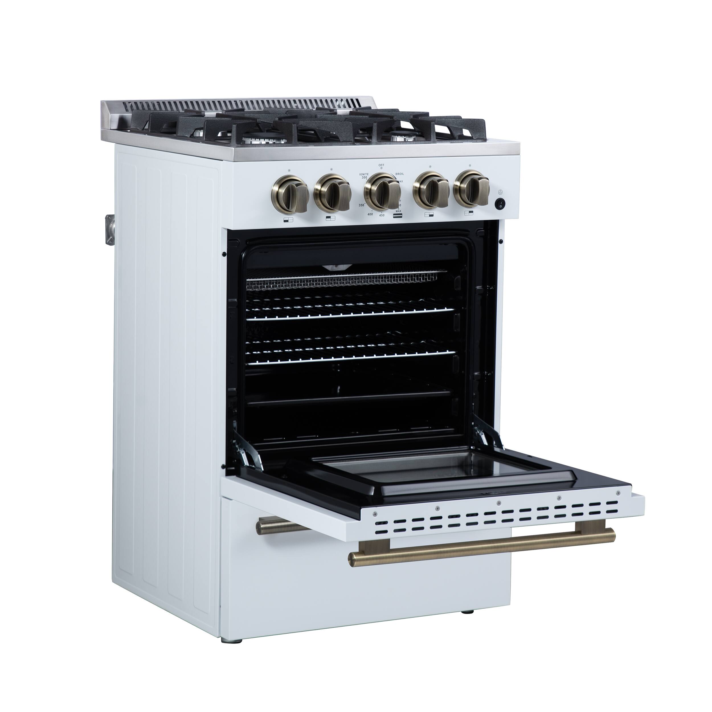 Alt View 3. Forno Appliances - Breno 2.3 Cu. Ft. Freestanding Gas Range with Antique Brass Accents - White.