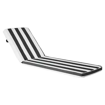 Front. VEVOR - Chaise Lounge Cushion, 74 x 22 x 3 in, Set of 2 Outdoor Lounge Chair Cushions, Waterproof & Fade-Resistant with Ties - Black,White.