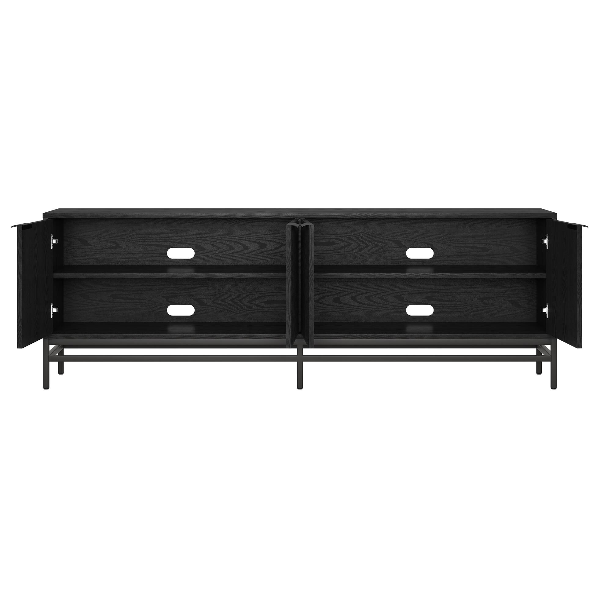 Alt View 1. Hudson&Canal - Montello Rectangular Fluted TV Stand for TV's up to 78" in Black Grain - Black Grain.