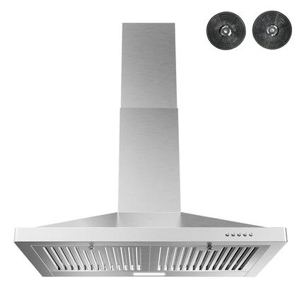 Front. Streamline - 30 in. Bernardo Convertible Wall Mount 220 CFM Range Hood, Baffle Filters, Push Button Control, LED Light - Brushed Stainless Steel.