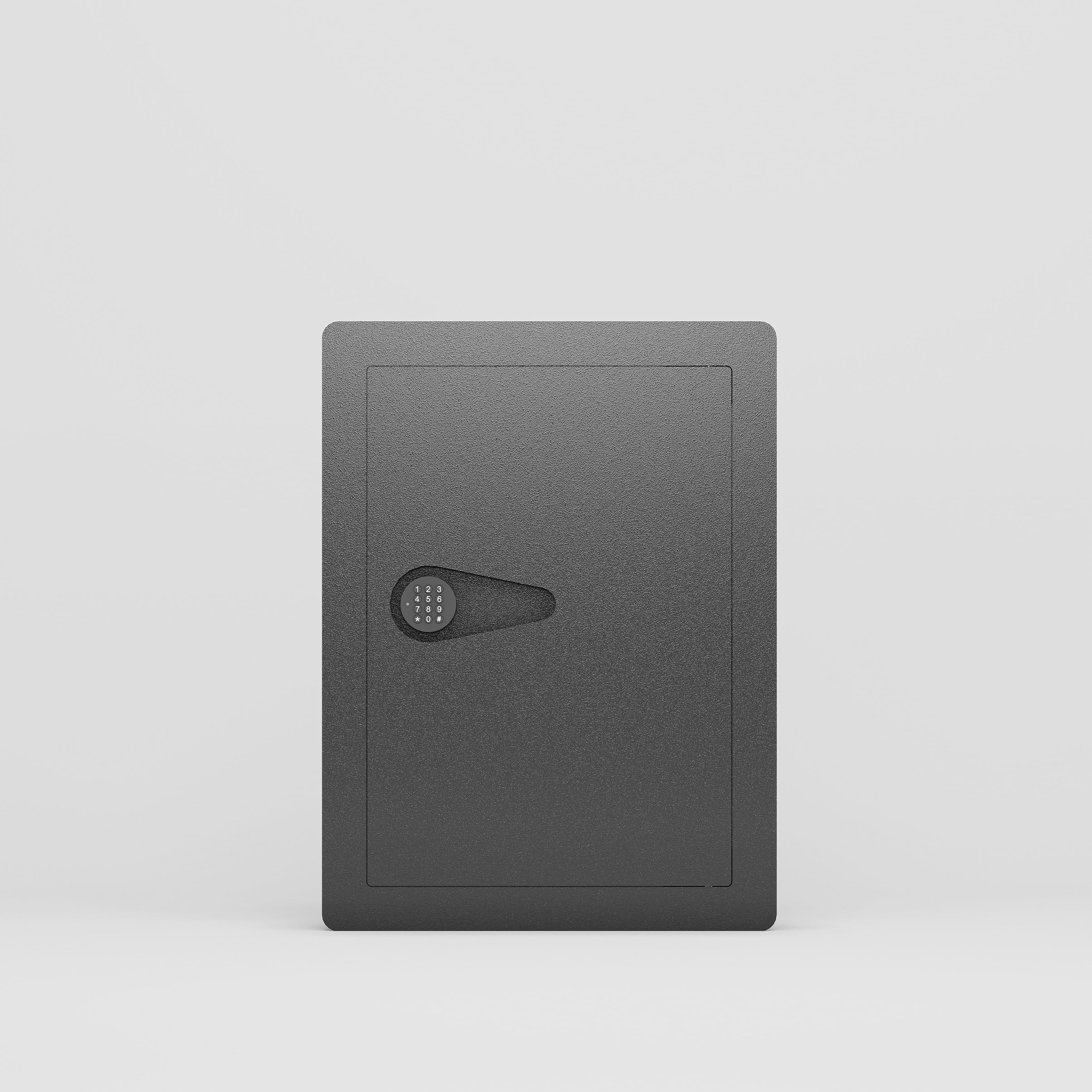 Ecooso - In-Wall Digital Safe Box, Hidden Wall Security Safe with Keypad and Removable Shelves for Valuables - Black