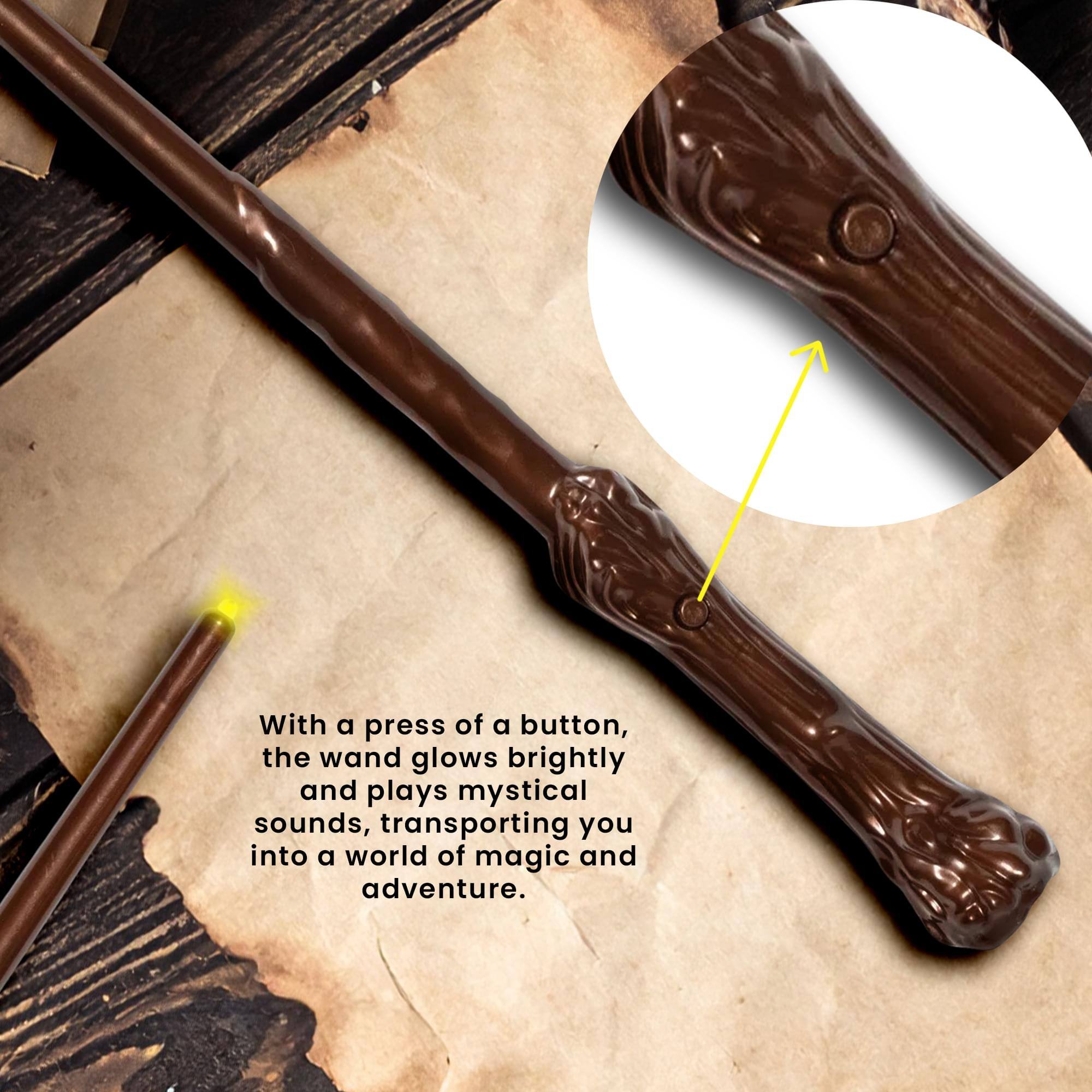 With a press of a button, the wand glows brightly and plays mystical sounds, transporting you into a world of magic and adventure.