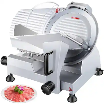 Front. Glintex - Commercial Meat Slicer 320W 12 Inch Carbon Steel Blade 0-0.6 Inch Adjustable Cutters & Slicers for Kitchen.